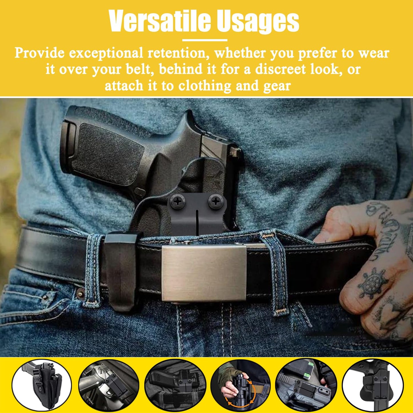 Metal Belt Clips for Kydex Knife Sheath, Pocket Belt Clips Kydex IWB/IWB Holster Clip Kit, Belt Knives Holster Clips Mounting Hardware Replacement Outdoor Knife Accessories (1)