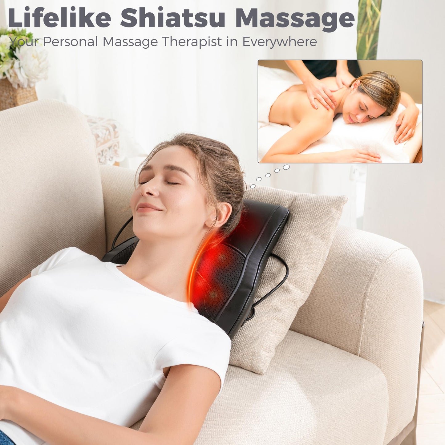 Brelley Neck and Back Massager for Pain Relief Deep Tissue with Heat, Shiatsu Shoulder Massager with Bi-Directional Rotating Head for Neck, Back, Shoulders, and Legs