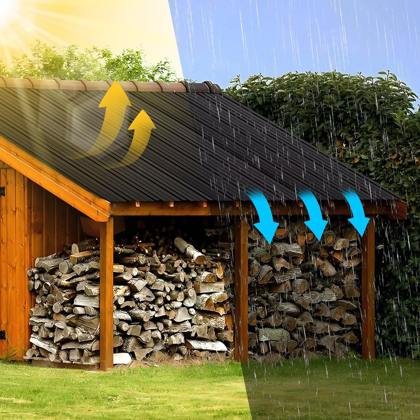 Metal Roofing Panels - 12 Pcs Waterproof Heavy Duty Metal Roof Panels Corrugated Metal Siding for Roofs Carports Tool Sheds Patio Porch Pergola, Easy to Install Black, 50.78x17.7in