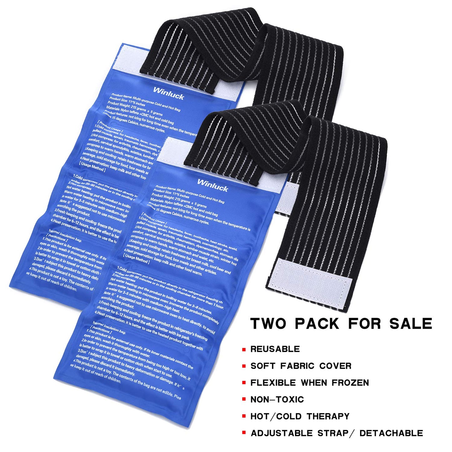 Gel Ice Cold Packs - (2-Piece Set) Soft Reusable Cold/Hot Compress, Provides Alleviate Joint and Muscle Pain. Flexible Therapy from Injuries - Shoulder, Back, Knee, Neck, Ankle & More.