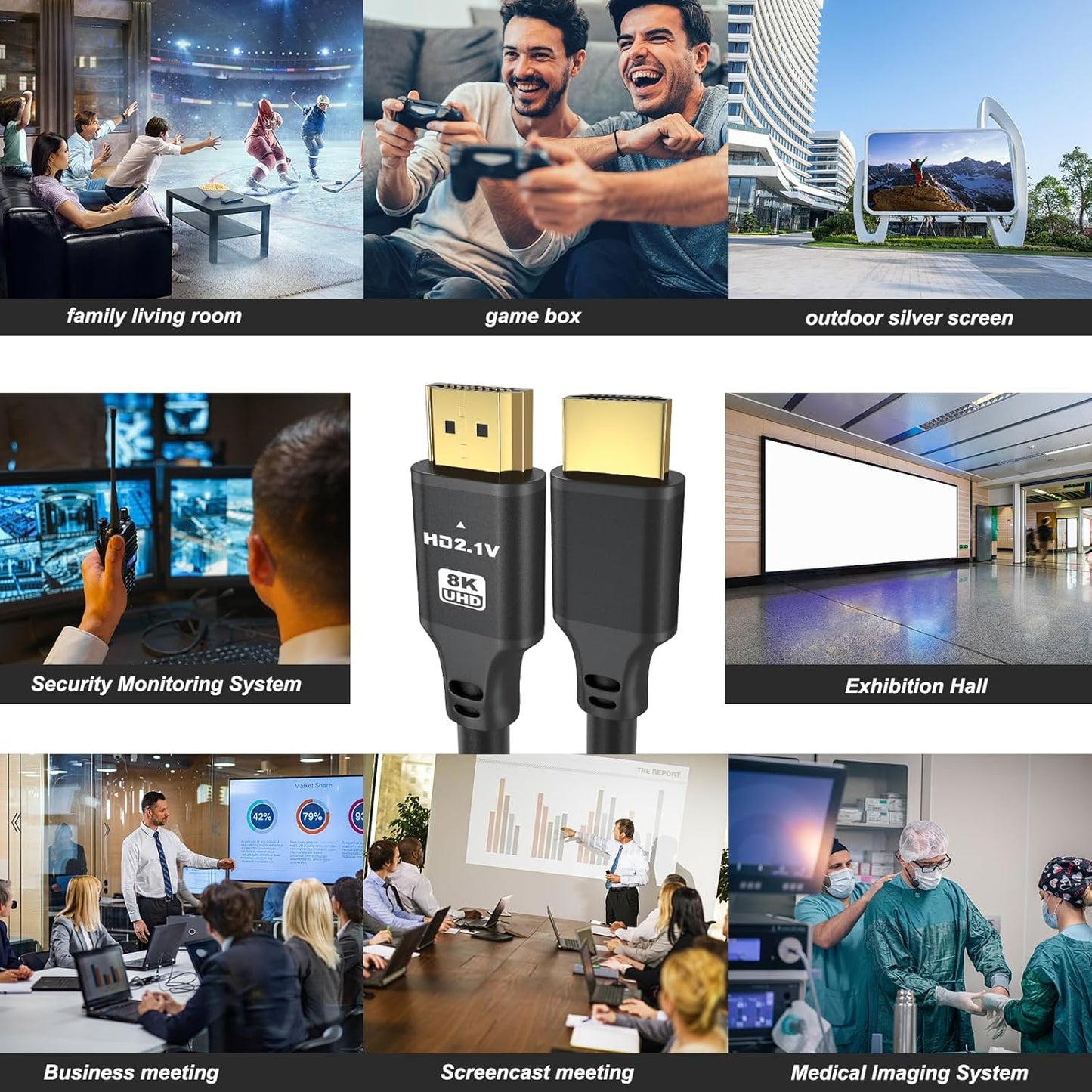 3.3FT, 8K@60Hz 4K@120Hz, 48 2.1 PS5, Short Hdmi Cable Gbps Ultra High Speed Hdmi cord with Gold-plated Connectors