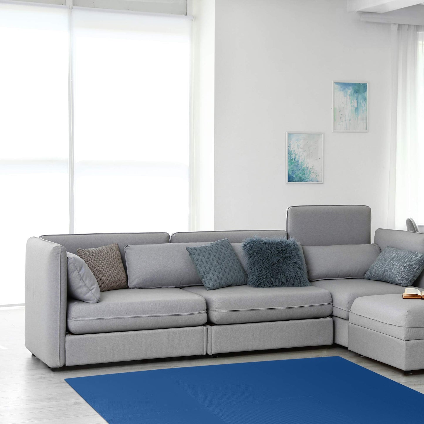 We Sell Mats 1/2 Inch Thickness Multipurpose EVA Foam Floor Tiles, Interlocking Floor Mat for Indoor Gym and Home Use, 24 in x 24 in, Blue, 24 Square Feet (6 Tiles)