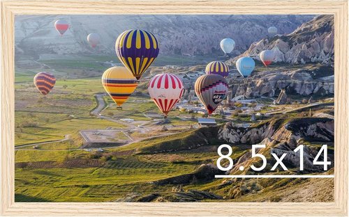 JCJMY Picture Frame 8.5x14 - Wall Mounting Horizontally or Vertically | Shatter-Resistant Plexiglass, Natural Finish