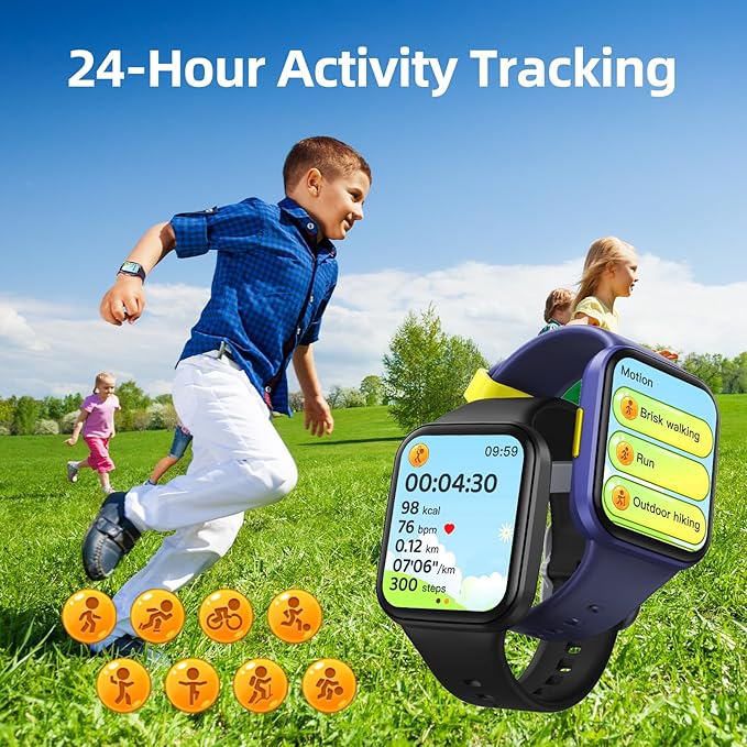 Parsonver Kids Smart Watch with Parent-Child Task & Reward System, Fun Fitness Tracker with 20 Sports Modes, Heart Rate & Sleep Monitor, IP68 Waterproof, Great Birthday Gifts for Boys Girls 5-16, Blue