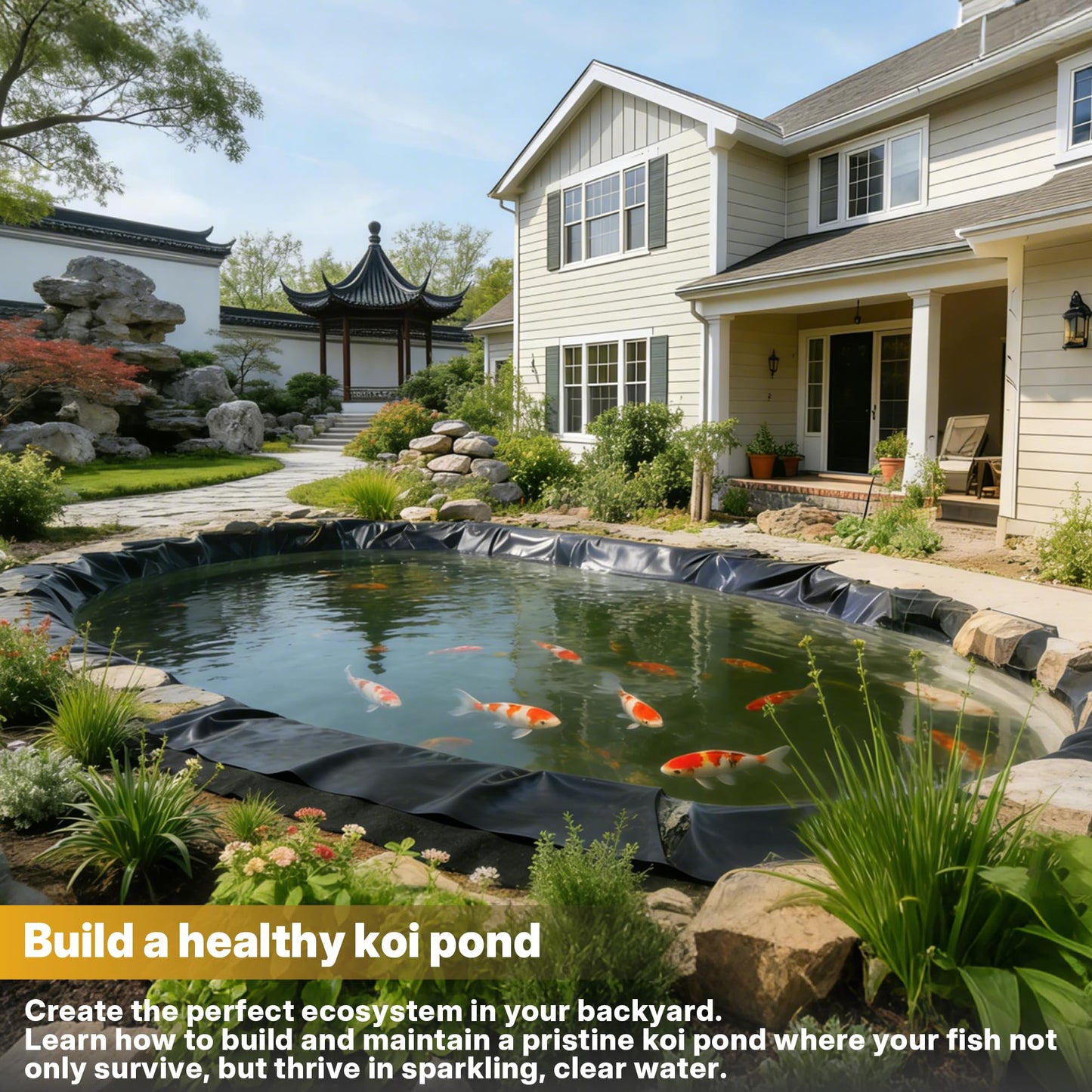Chonway Heavy Duty Pond Liner Underlayment Combo - 10 X 15ft Non Woven Geotextile Fabric & 20 mil Pond Liners for Outdoor Ponds, Fish/Koi/Garden/Lifeguard Pond Liner