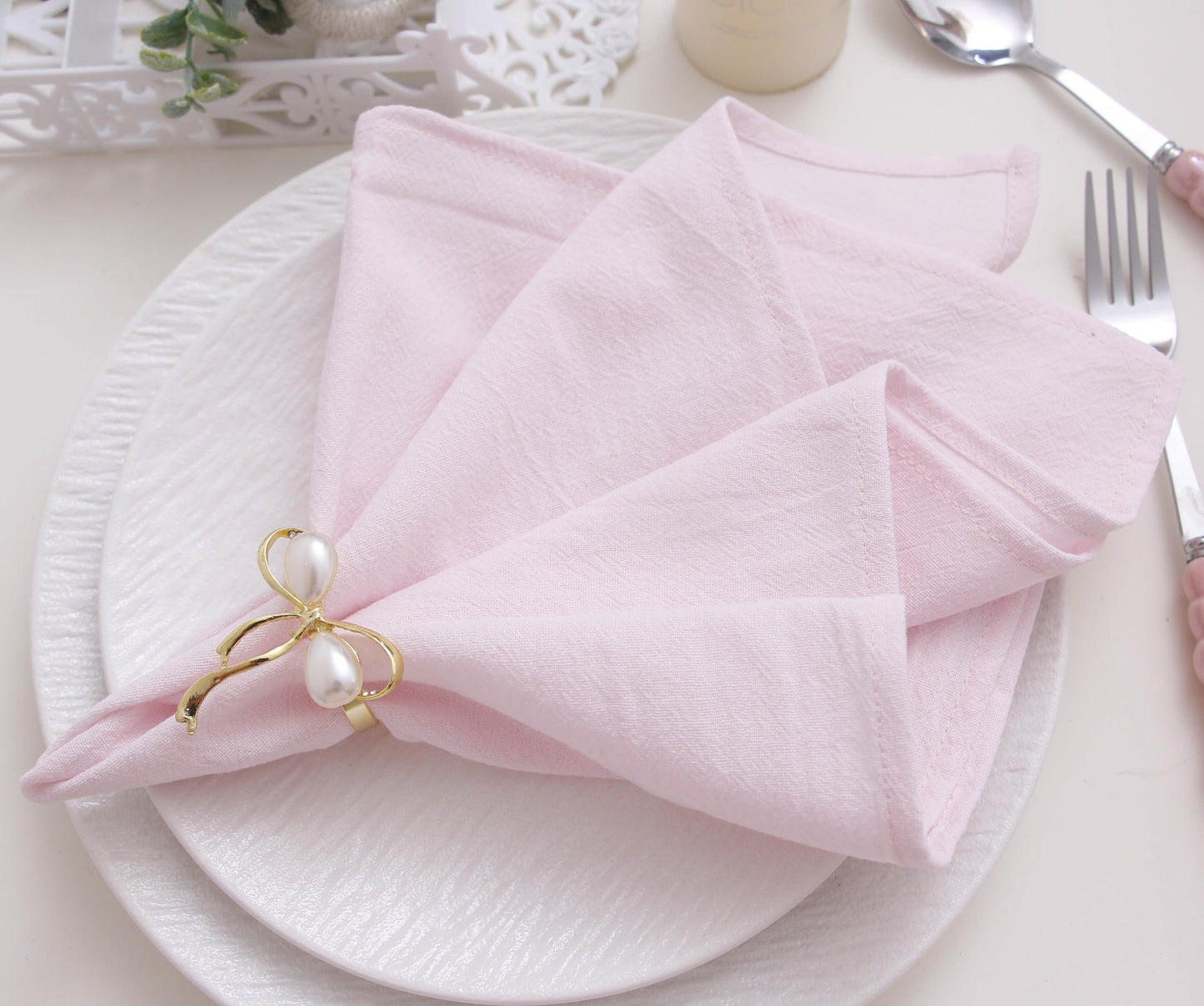 FruwaBlu Spring Cotton Cloth Napkins Set of 12, 16’’x16’’, Dinner Cloth Napkins Washable Bulk with Hemmed Edges, for Hotel Restaurant, Wedding, Easter (Light Pink)