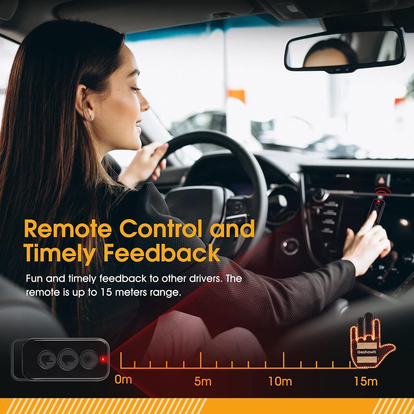 Car Accessories for Men, Car Finger Light with Remote - Give The Bird & Wave & Love to Drivers - Truck Accessories