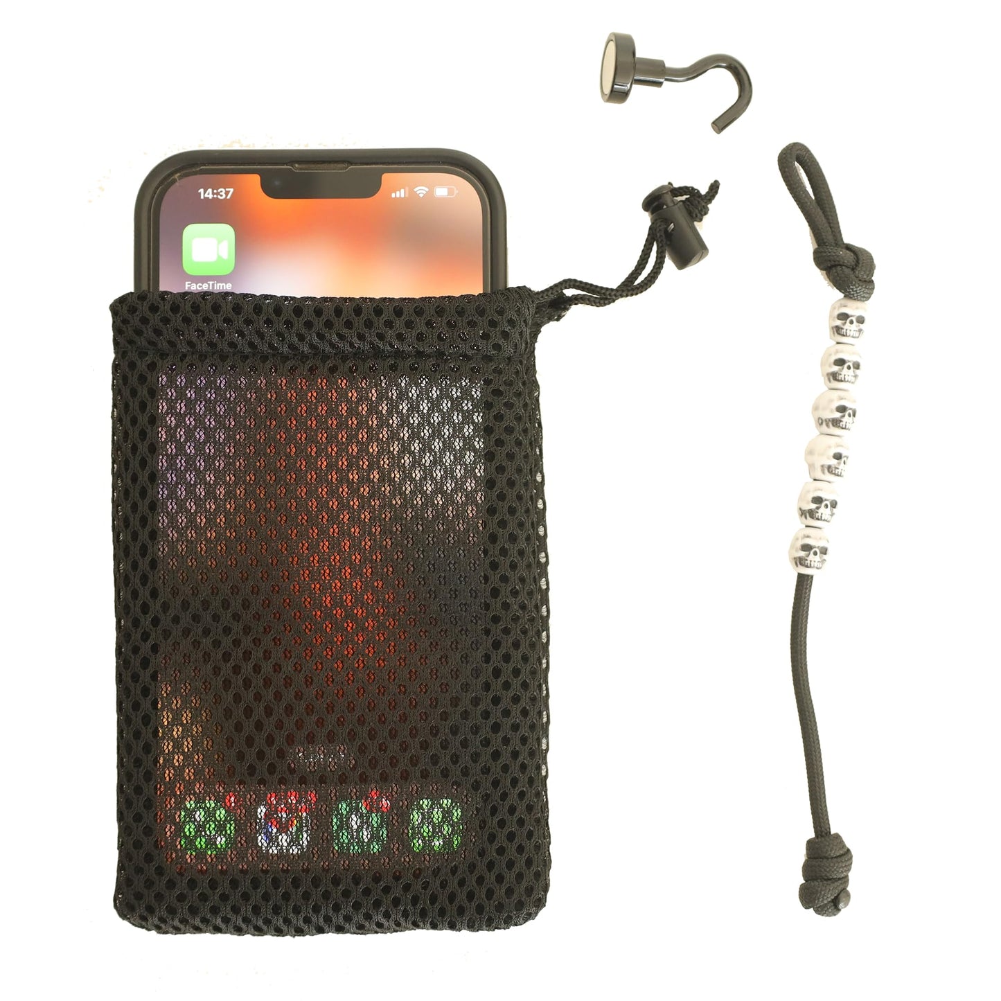 Hedd Count Magnetic Gym Rep Counter with Mesh Phone Bag – Beaded 550 Paracord Set Tracker, Neodymium Hook Holder for Keys & Accessories (Pack of 2)