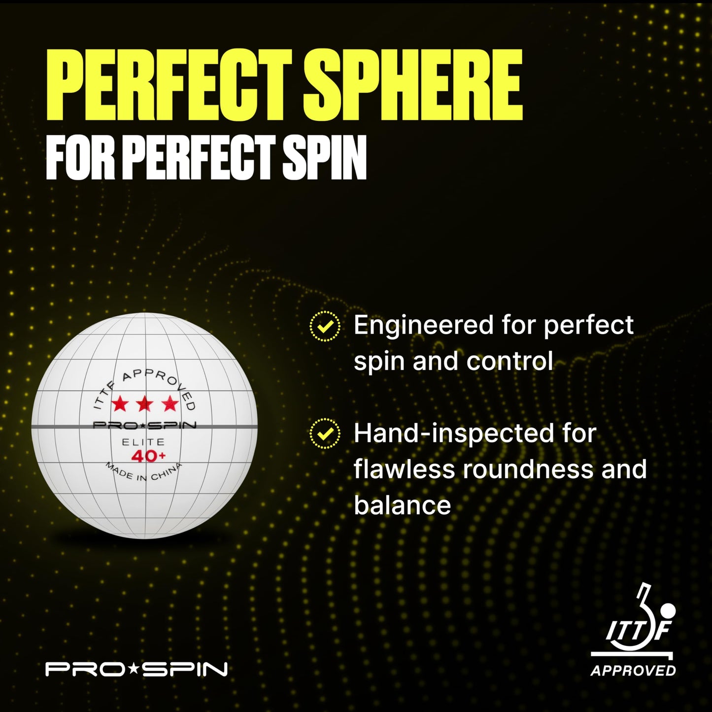 PRO-SPIN Ping Pong Balls – 3-Star ITTF-Approved Premium Table Tennis Balls | High-Performance 40+ ABS Professional Quality for Indoor & Outdoor Play (Pack of 3)