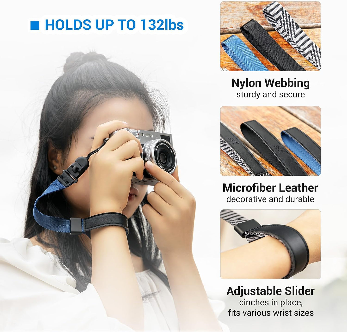 X100VI X100V A6500 RX100 G7X 60kg KIWIFOTOS Camera Wrist Strap Quick Release Hand Strap for Fuji Sony VI Canon DSLR