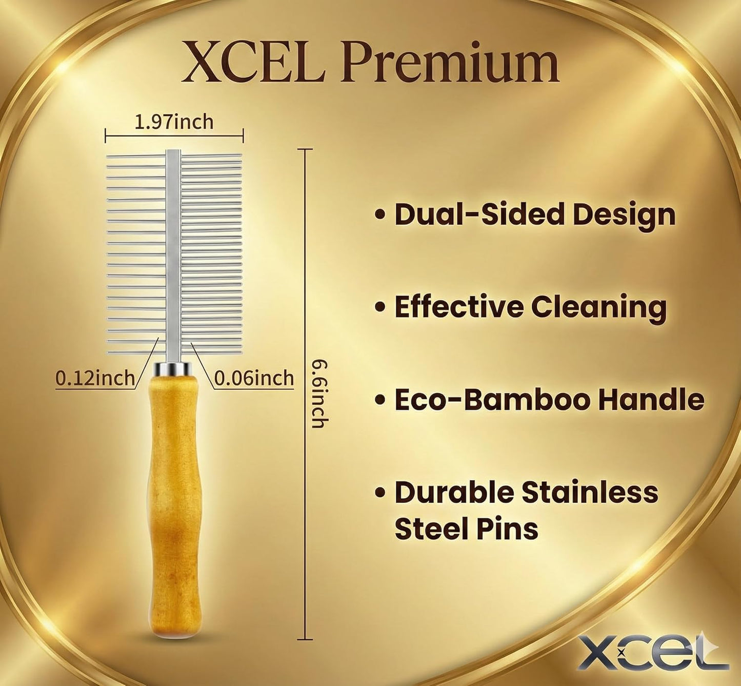 XCEL 2-in-1 Hair Brush Cleaner Tool - Dual-Sided Remover Comb for Paddle & Detangling Brushes