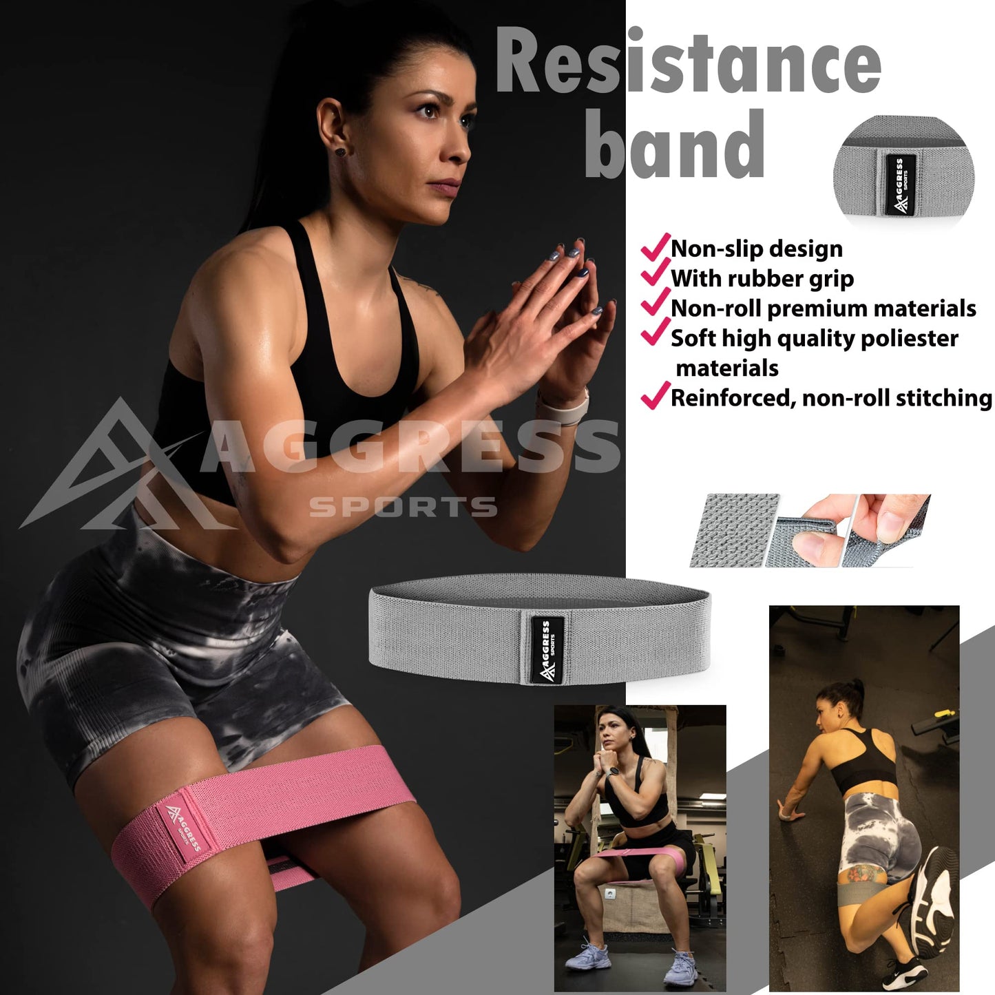 Premium Barbell Pad Set – Hip Thrust Pad & Squat Pad for Barbell Training – Gym Bar Pad Kit with Ankle Straps, Resistance Bands – Gym Equipment for Women