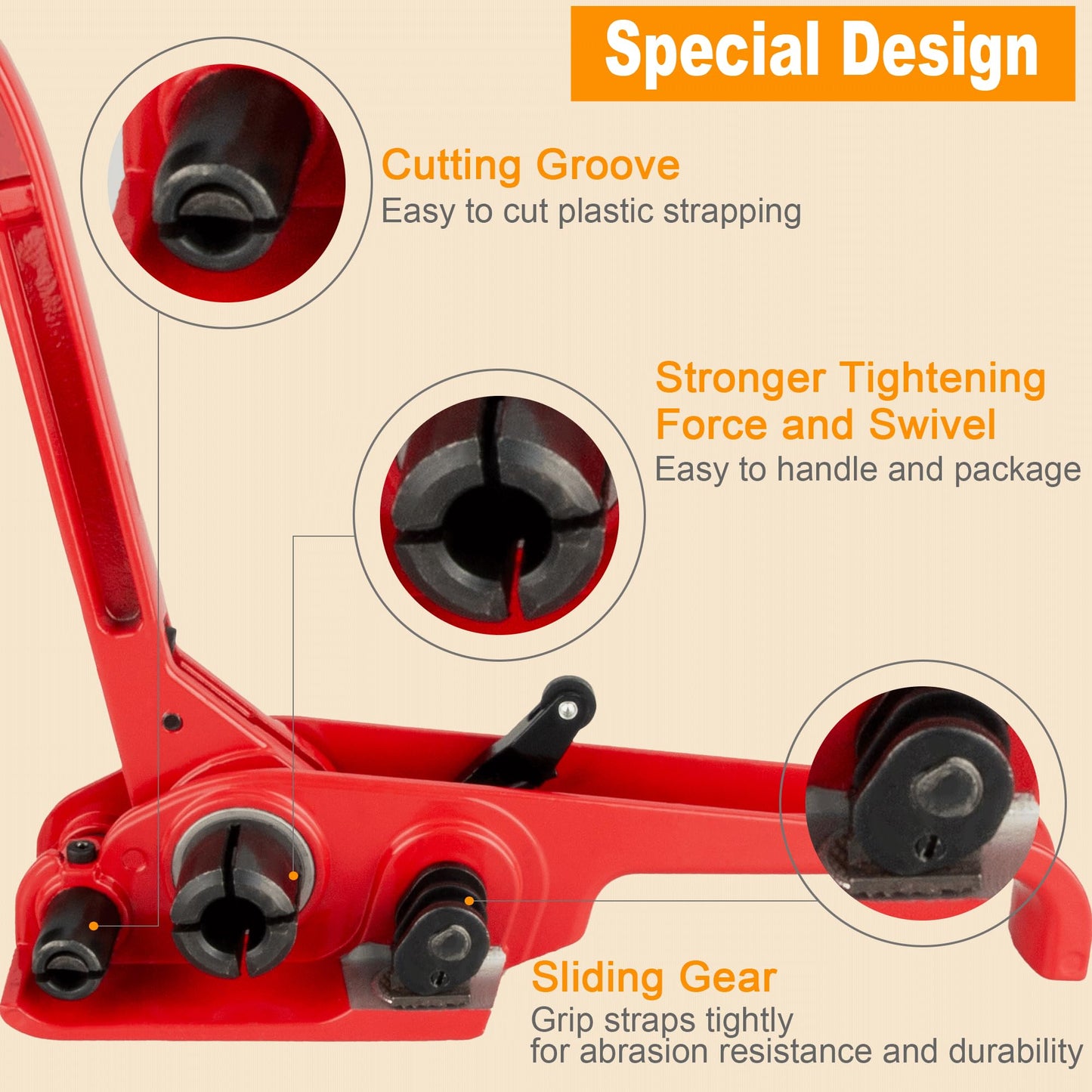 Heavy Duty Poly Strapping Tensioner & Cutter Manual Banding Tools, Banding Tensioner Cutter Cord Strapping Machine Windlass for 1/2" - 3/4" Width Polyester Polyproplyn Strap(8 Pack)