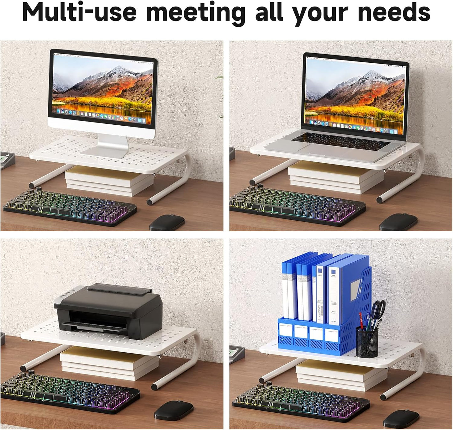 4 Inches Storage,White(MST004W) suptek Monitor Stand Riser for Computer,Laptop,Printer, Notebook and All Flat Screen