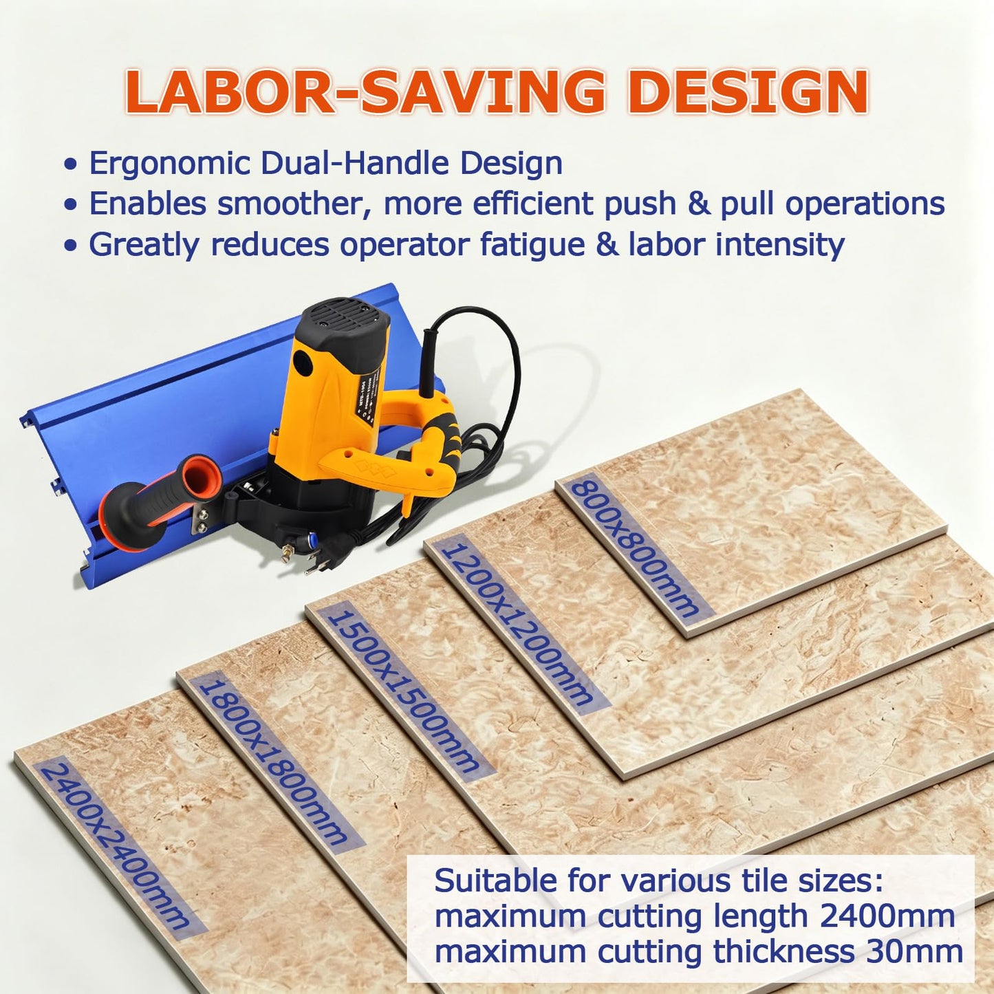 1800W 18000RPM Tile Charmfer Cutter, 43° Angle Tile Edge Beveling Tool with 16-Roller Base, Chamfer Machine with Water Cooling, Tile Edge Cutter, Tile Chamfering Machine Ceramic Tile Chamferer
