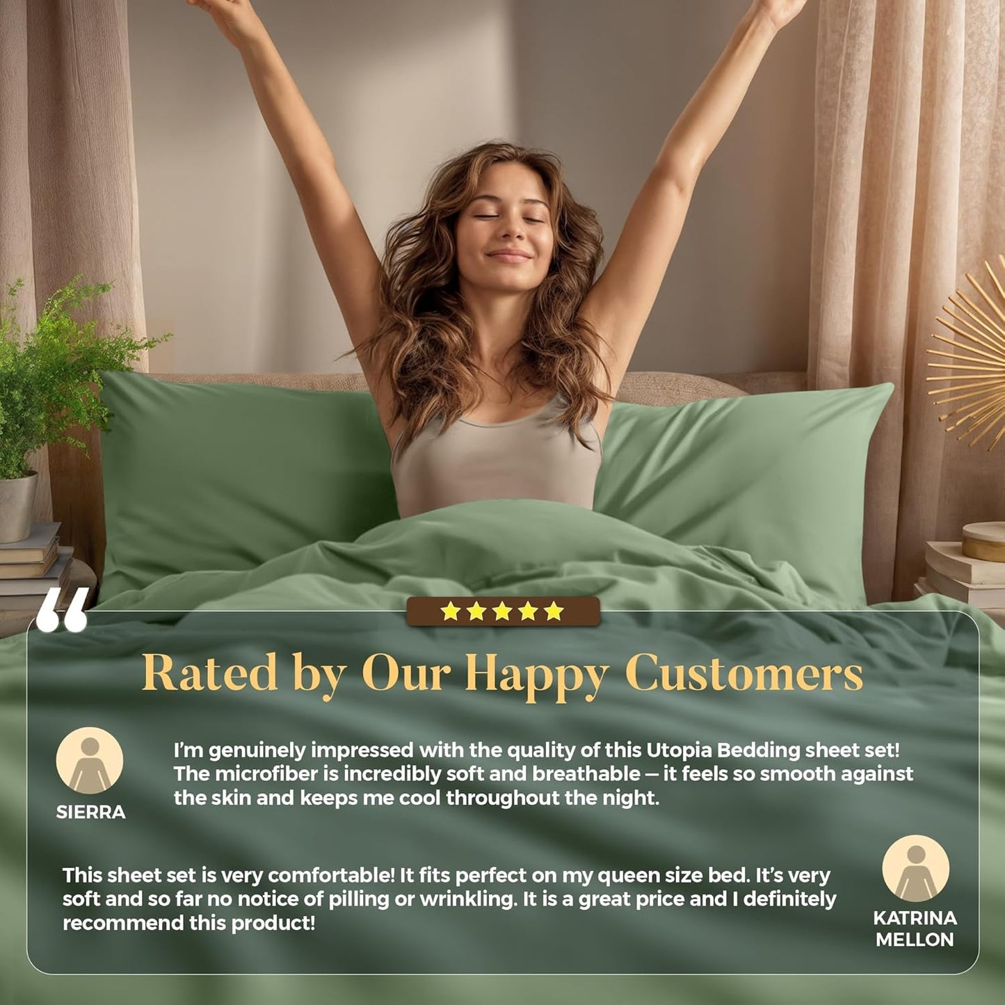 Utopia Bedding King Size Sheet Set - Soft, Breathable Microfiber | 4-Piece in Sage with Oeko-Tex Certification