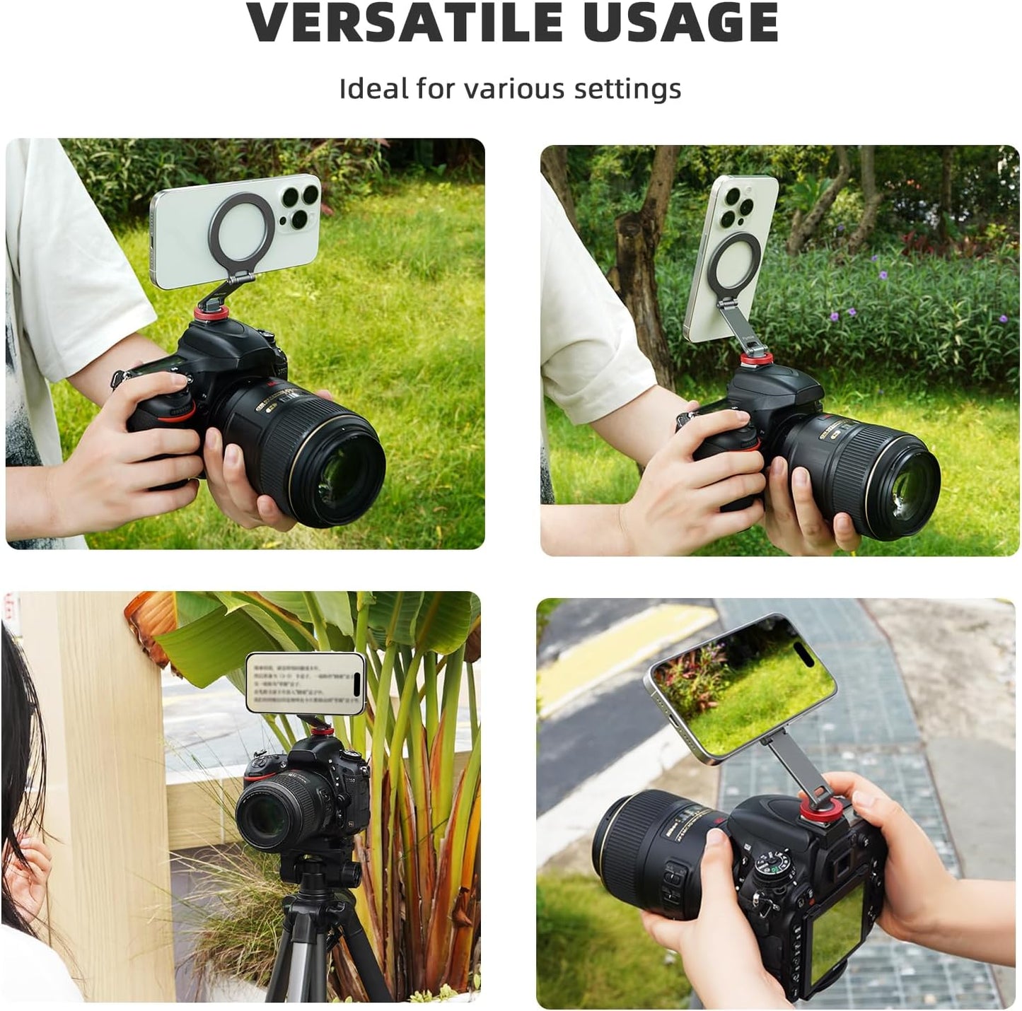BRDRC 1/4" Cold Shoe Phone Mount Holder, Tripod Mount for iPhone Magsafe Magnetic Hot Shoe Camera Adapter with Screw