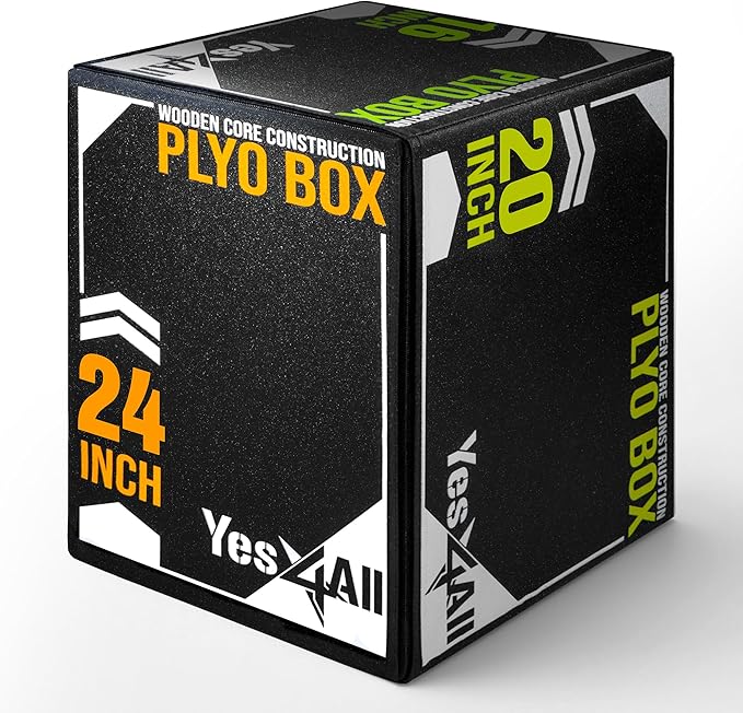 Yes4All 3-in-1 Soft-Padded Plyo Box With Wooden Core, Non-Slip Multi-Use Cushioned Plyometric Jump Box with Vinyl Cover for Jumping, Conditioning, Strength Training