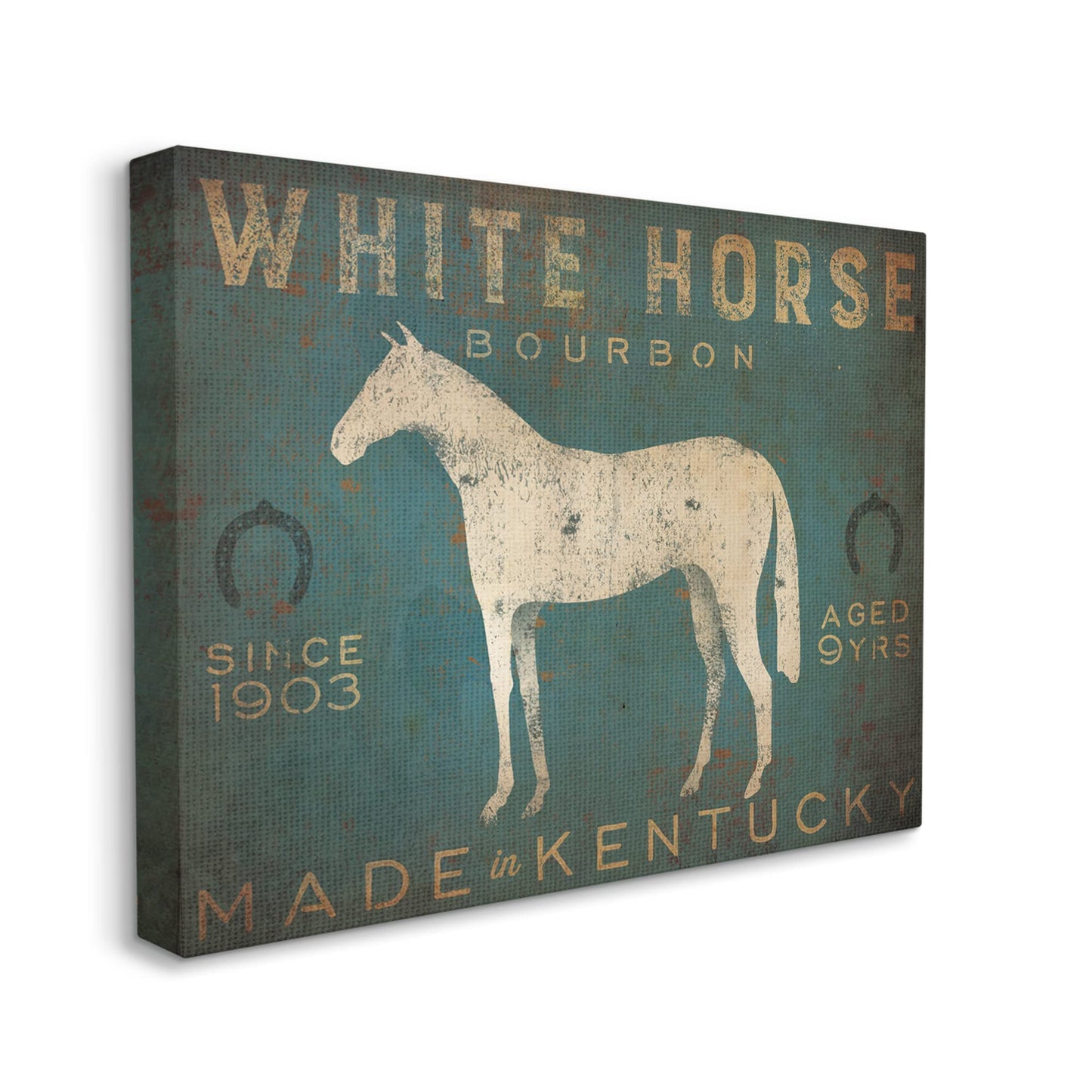 Stupell Industries 'White Horse Bourbon Vintage Sign', Canvas Art, 40 x 30 Inches, Easy to Hang and Sturdy, Made in USA, by Ryan Fowler