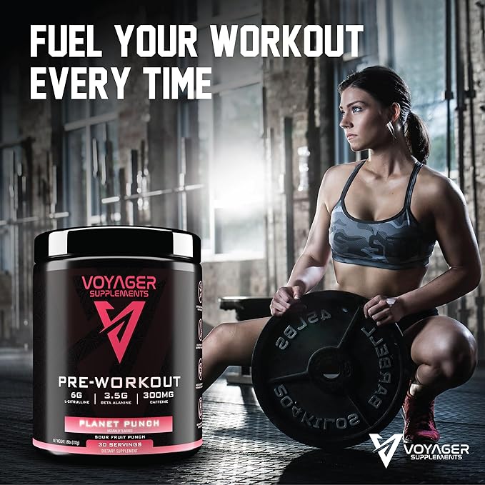 Voyager Pre-Workout Planet Punch ??Creatine-Free Powder w/L-Citrulline, Beta-Alanine, Caffeine ??Supports Energy, Endurance & Focus ??30 Servings ??No Artificial Fillers ??GMP Certified