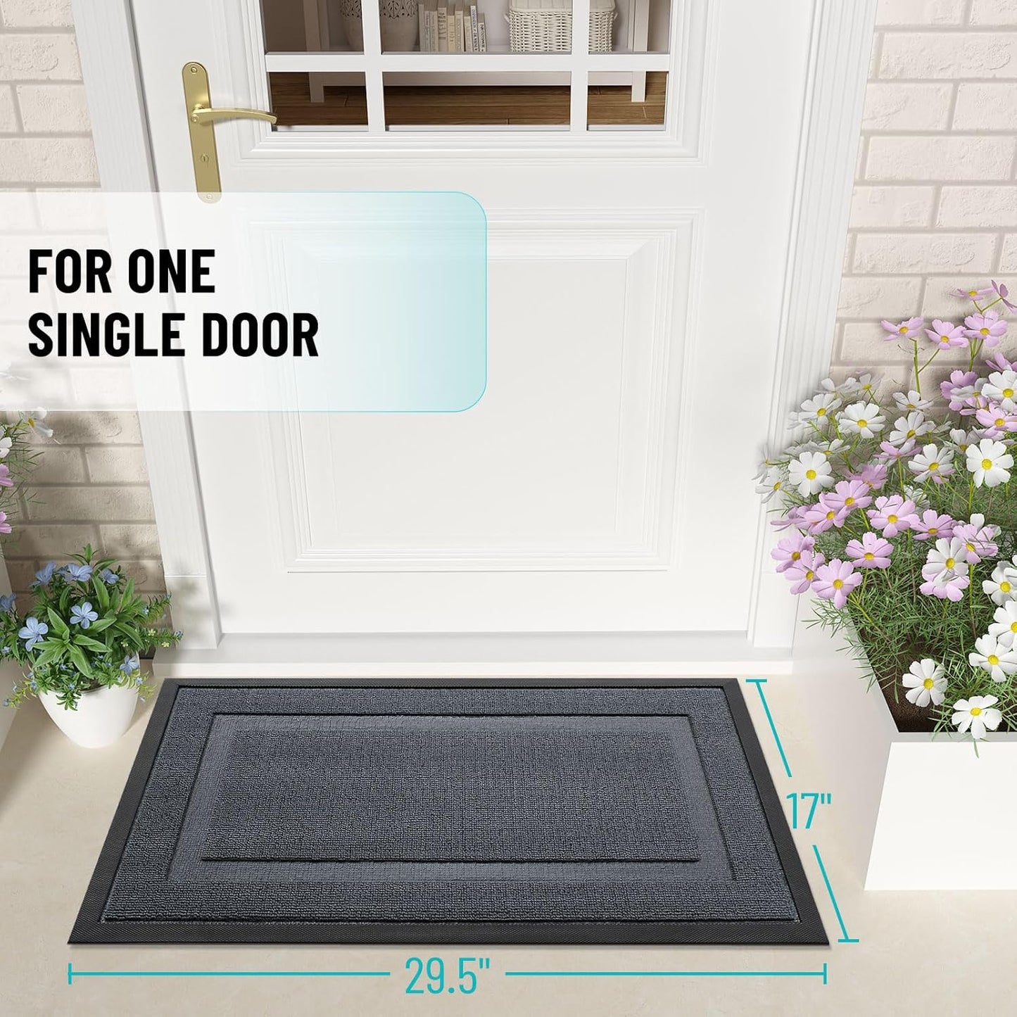 OLANLY Waterproof Front Door Mat - All-Season Indoor/Outdoor Doormat, Easy Clean, 47x23, Charcoal Gray