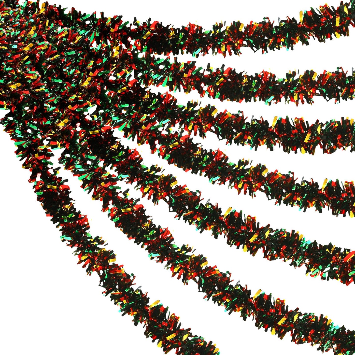 XunYee 2 Pcs 39.4 ft Juneteenth Tinsel Garland Decorations Black Green Yellow Shiny Metallic Garland Freedom Day Decoration for Juneteenth Memorial Emancipation Day Patriotic African American Party