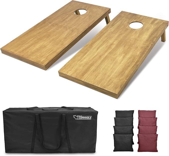GoSports 4 ft x 2 ft Regulation Size Wooden Cornhole Boards Set - Includes Carrying Case - Full Regulation Size Bean Bag Toss Boards