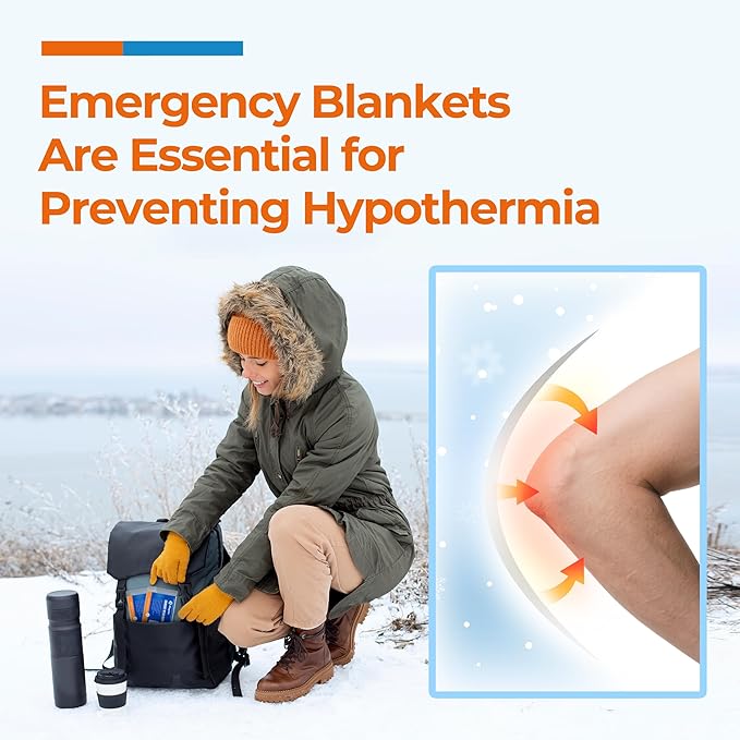 Emergency Blankets (120 Packs, 84" L x 52" W) Mylar Thermal Blankets for Survival and Protection,Space Blanket Survival Kits Camping Blanket, Ideal for Outdoors, Hiking, Survival, Marathons