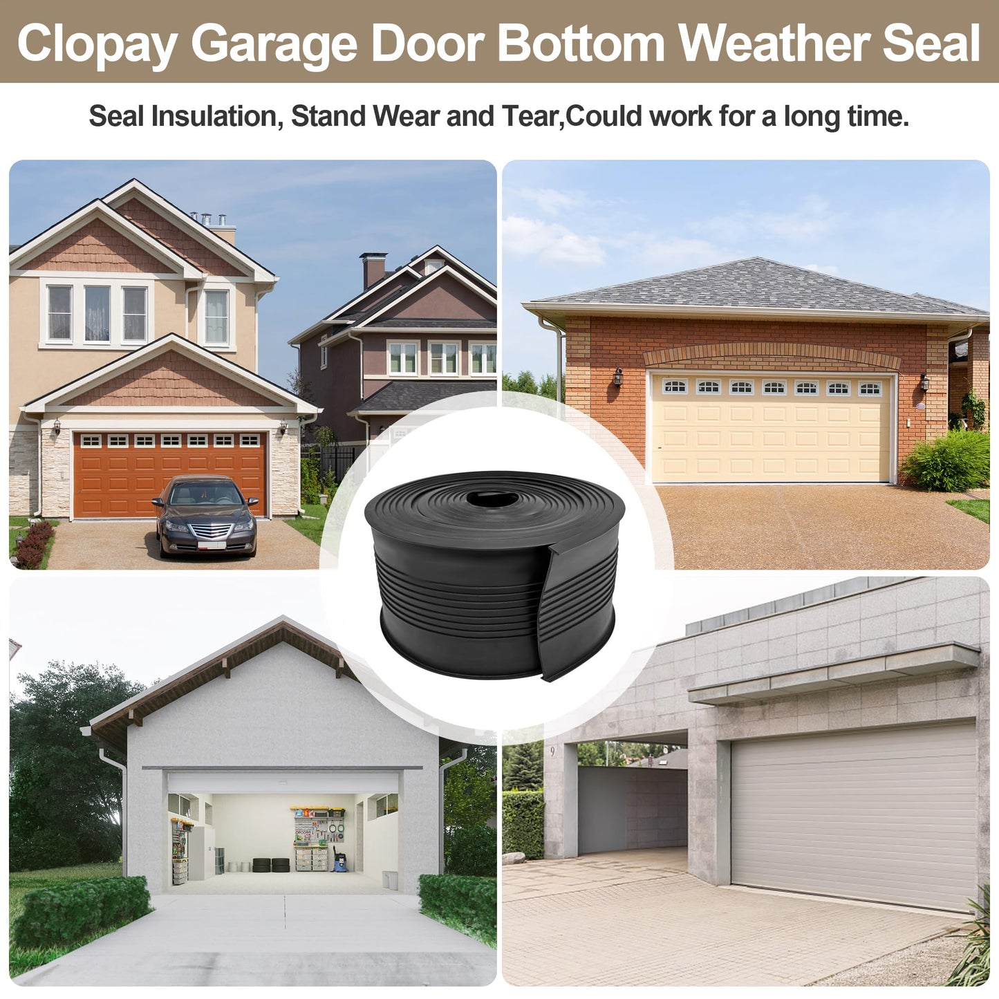 5/16" T Ends Garage Door Seals Bottom Rubber 16 Feet Fits U-Bottom Seal Weather Stripping and Threshold Seal Professiona Grade Rubber 3 3/4" Width X 16 Feet Lenth