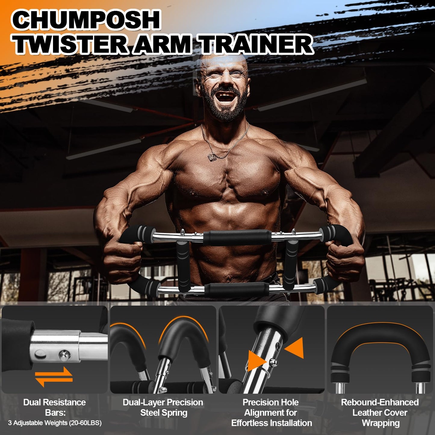 Twister Arm Trainer, 20-60lbs Adjustable Resistance Arm Trainer for Men&Women, Chest Workout Equipment Exercise Equipment for Home, Build Chest Clip Muscle Arm Strength Portable Workout Equipment