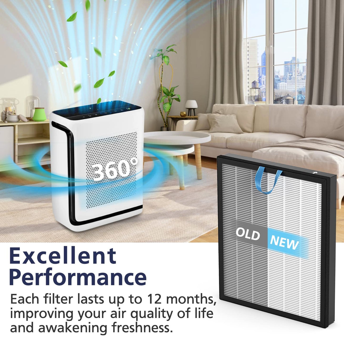 Vital 200S-P Replacement Filter Compatible with LEVOIT Vital 200S and Vital 200S-P Air Purifier, Vital 200S Filter for Home Large Room, Vital 200S-RF, 2 Pack, White