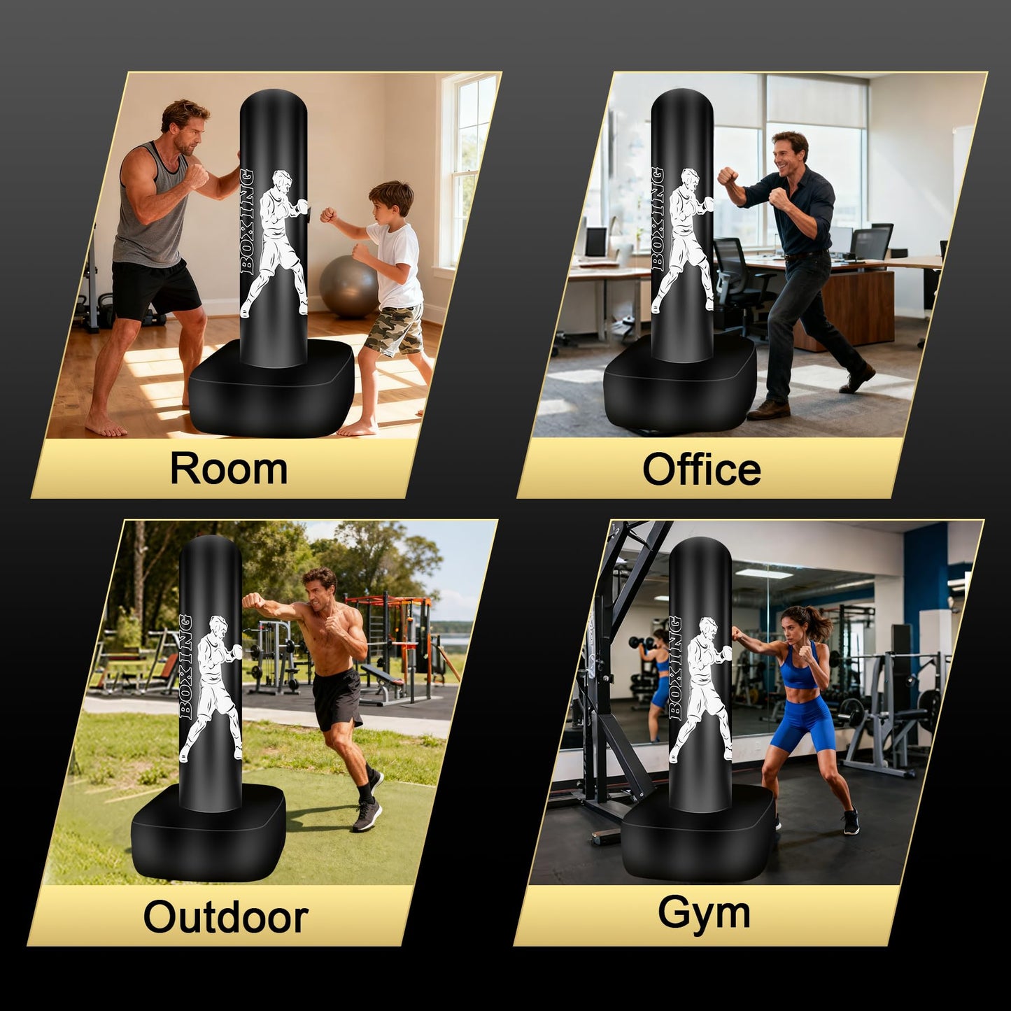 Vobab Freestanding Punching Bag with Stand for Adults Teens, Heavy Boxing Bag, 70" Boxing Equipment Bag Kickboxing Bag, Women Men Heavy Bag for Beginners Muay Thai MMA Training Fitness
