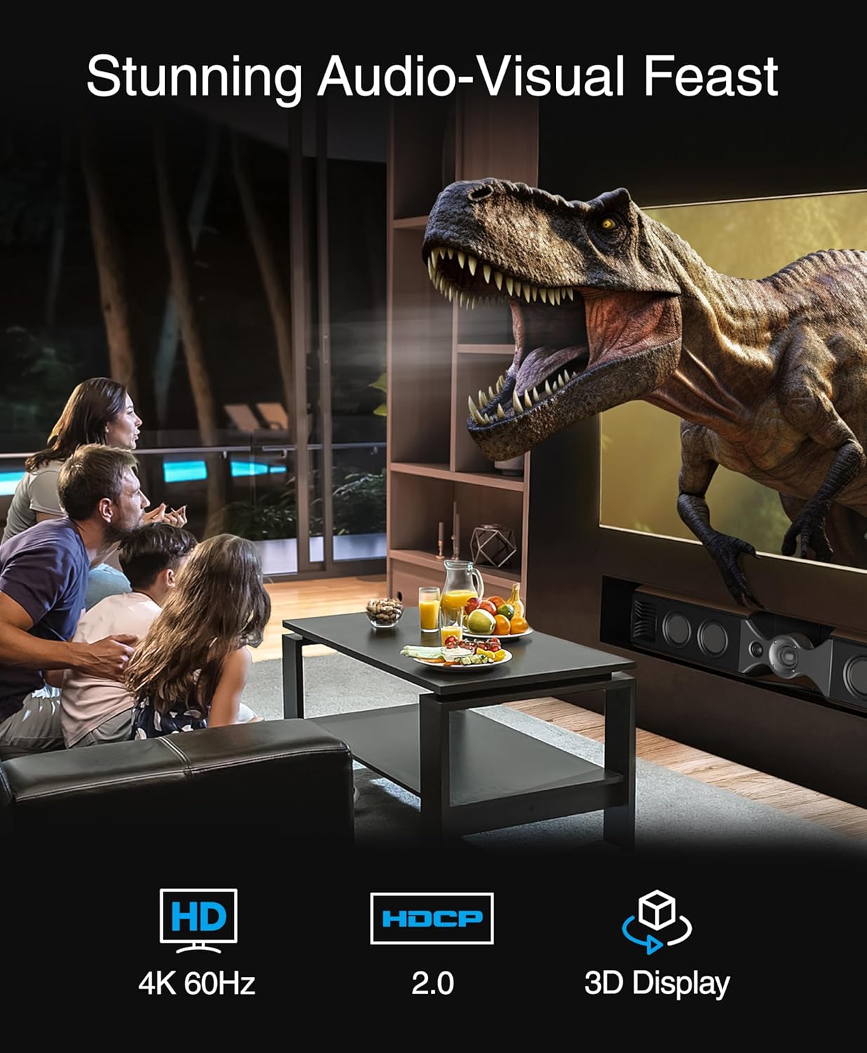 4K (20FT) (4K 60Hz, 18Gbps 10+, Dolby PS5, BlueRigger Flat HDMI Cable - Ultra HD, High Speed, HDR Wall Mount Slim HDMI