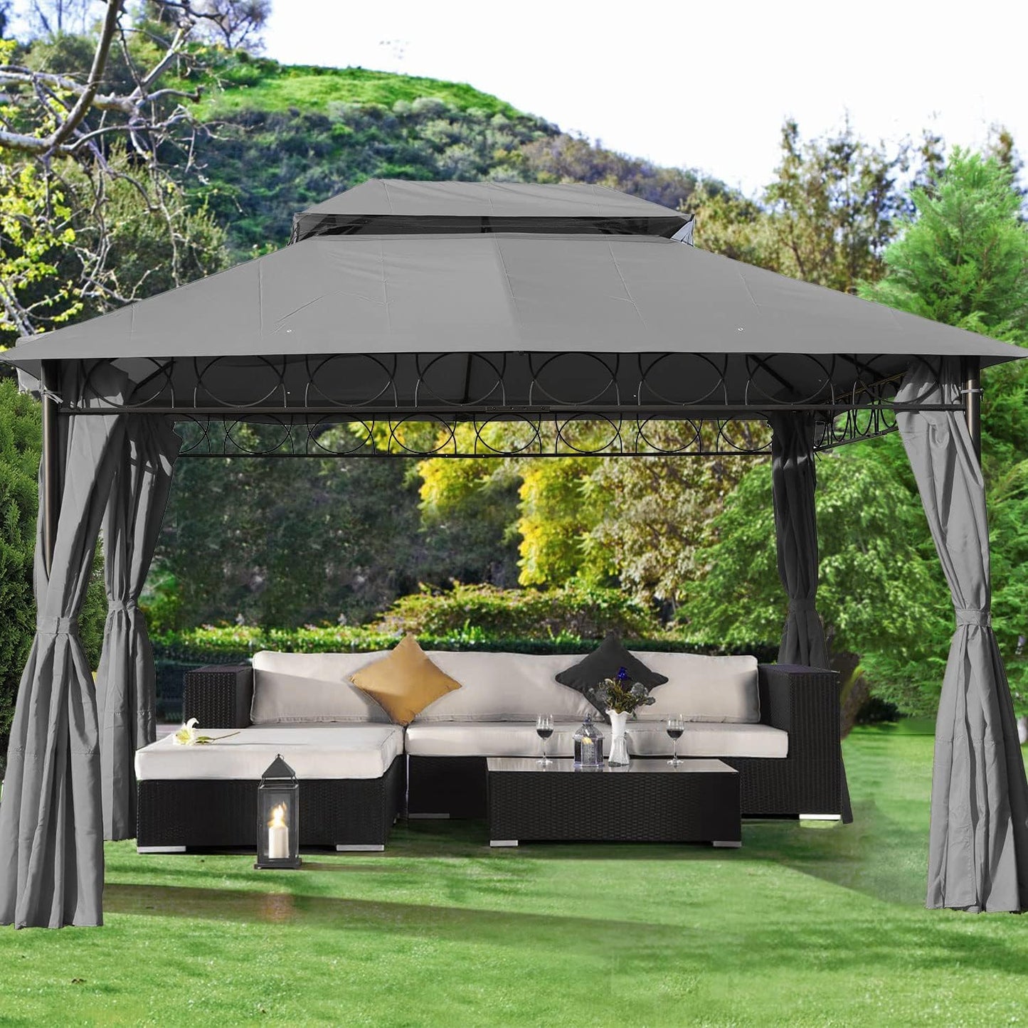 Skiennix Outdoor Canopy Tent - UV Protection Gazebo with 4 Sidewalls | 10'x13', Grey