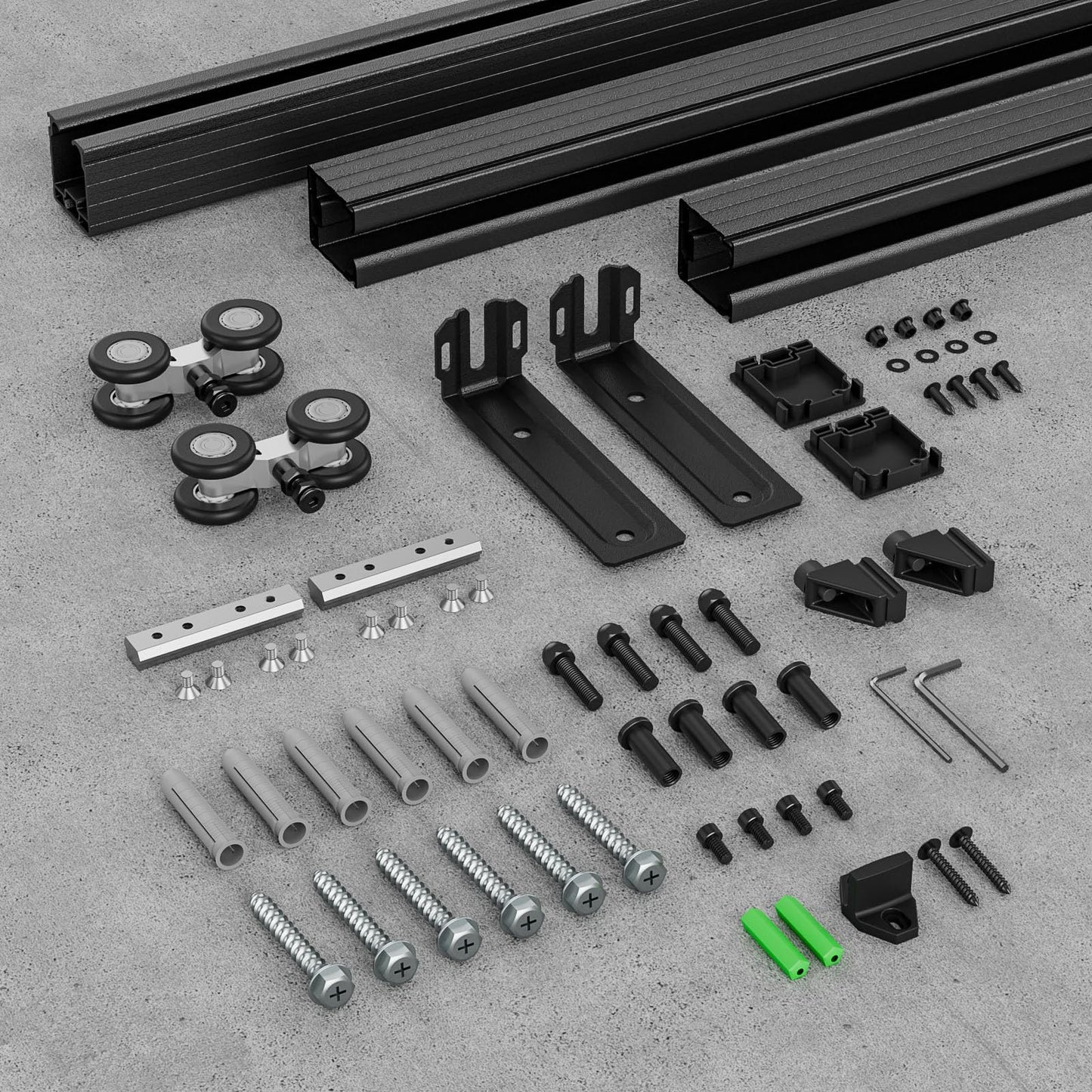 FLYVLIEG 5FT Ceiling Mount Box Rail Barn Door Hardware Heavy Duty Sliding Barn Door Track Kit for Single Door, Aluminum Alloy, Easy Install (No Door)
