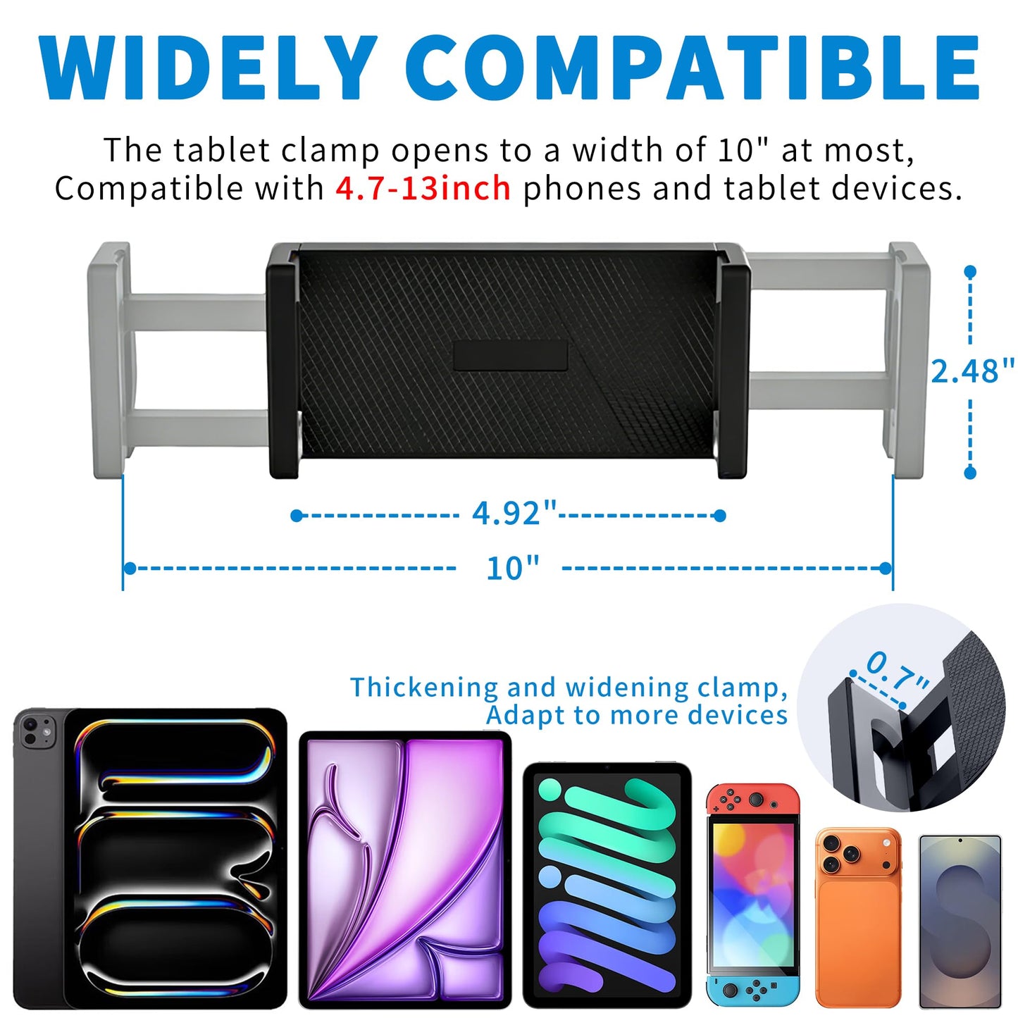 Bestoct Tablet Wall Mount Holder for iPad, Aluminium Foldable Arm, Used in Kitchen, Under Cabinet, Home Gym, for iPad Pro/Air/Mini/Samsung Galaxy Tab/4.7-13" Phones & Tablets (Up to 13")