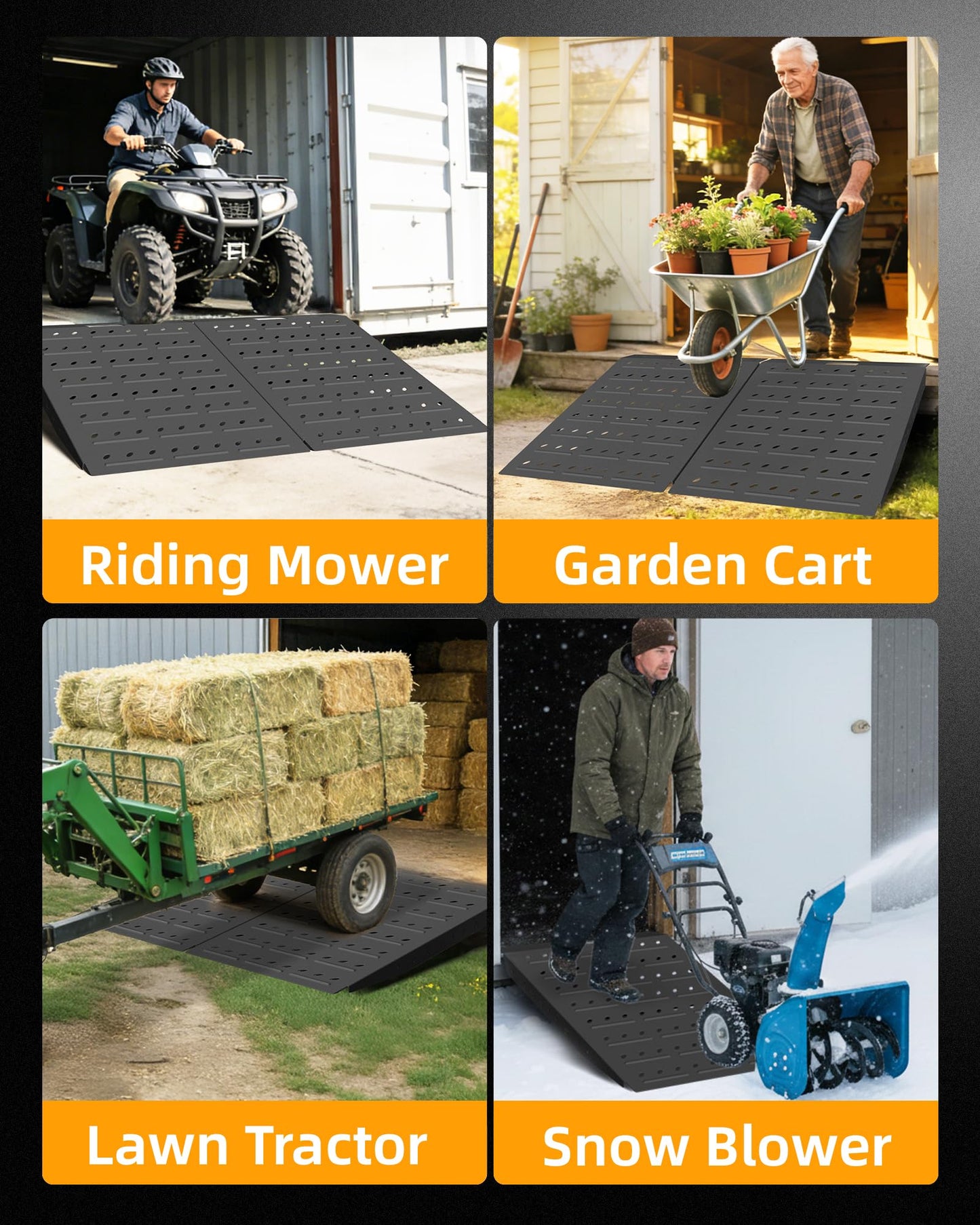 VNN 29" x 24" Shed Ramp - Velvet Black Loading Ramp for Riding Mower, 1 Pack Ramps for Shed，900 LB Capacity Alloy Loading Dock Ramp for Garages, Barns