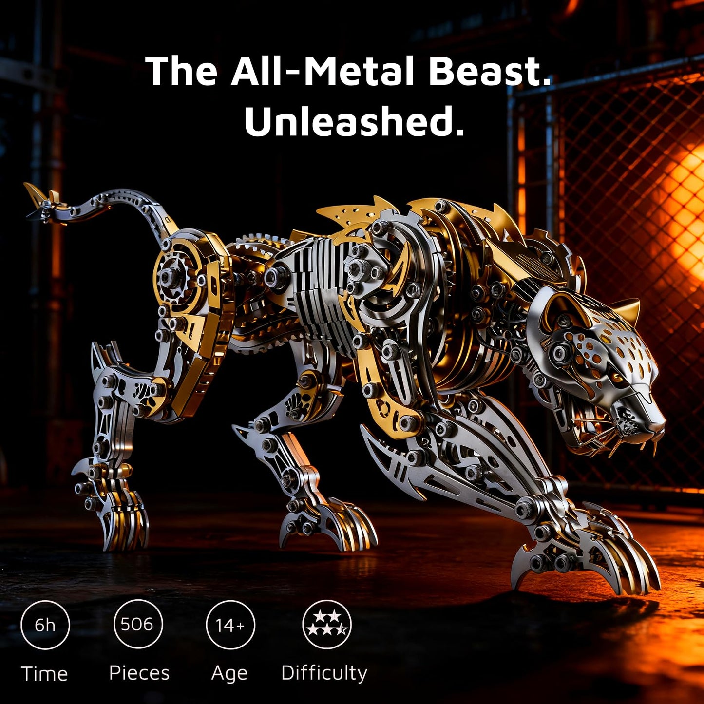 Leopard 3D Metal Model Kit for Adults and Teens, 3D Metal Puzzle, DIY Metal Building Kit, Challenging Assembly Model, Brain Teaser Challenge, Desktop Decor, Collectible Gift for Men