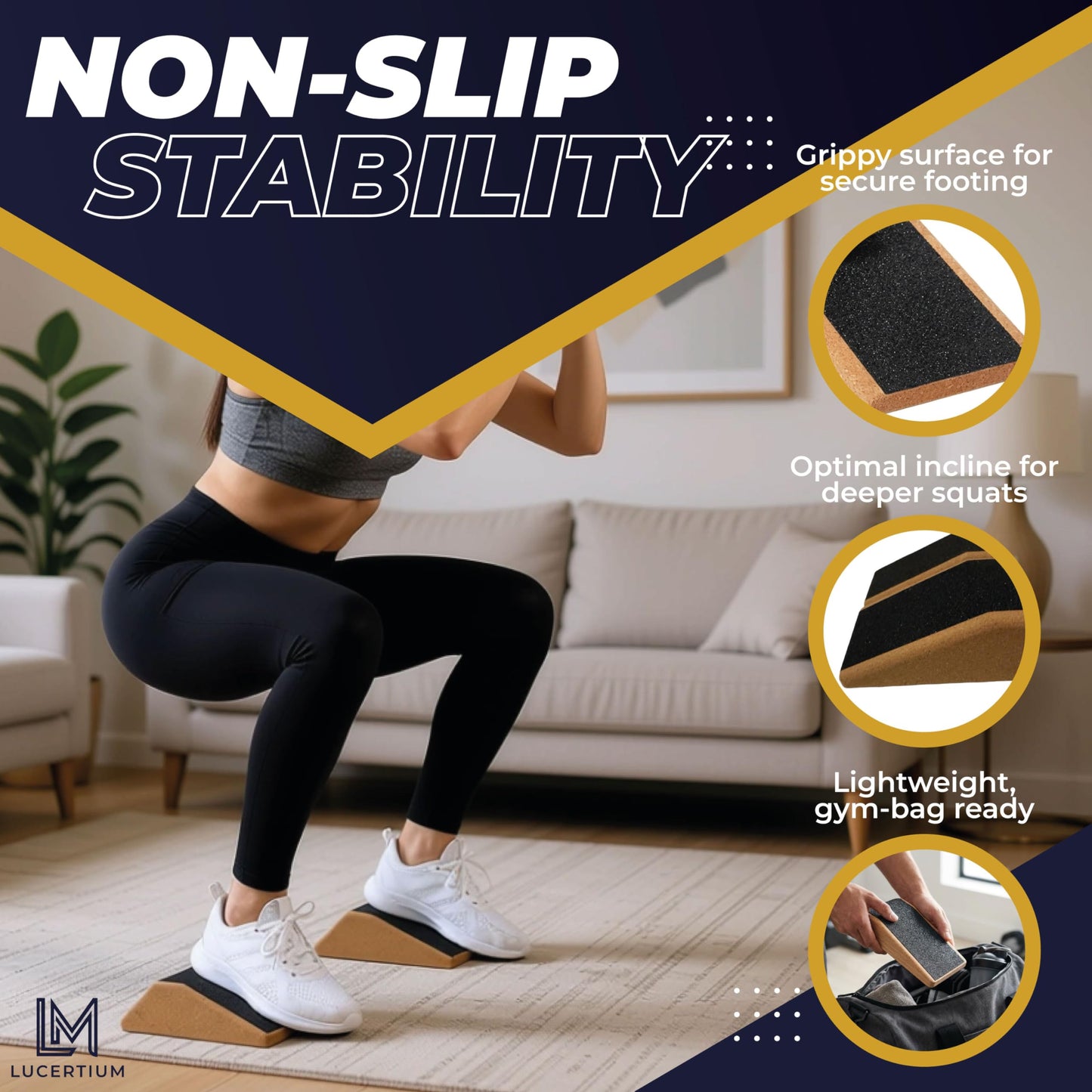 Squat Wedge Block & Calf Raise Block 2 PCS – 3-in-1 Set with Resistance Bands, Jump Rope & Carry Bag – Non-Slip Slant Board for Heel Elevated Squats, Deadlifts & Calf Raises | Improve Form, Stability & Ankle Mobility | Home Gym Fitness Equipment