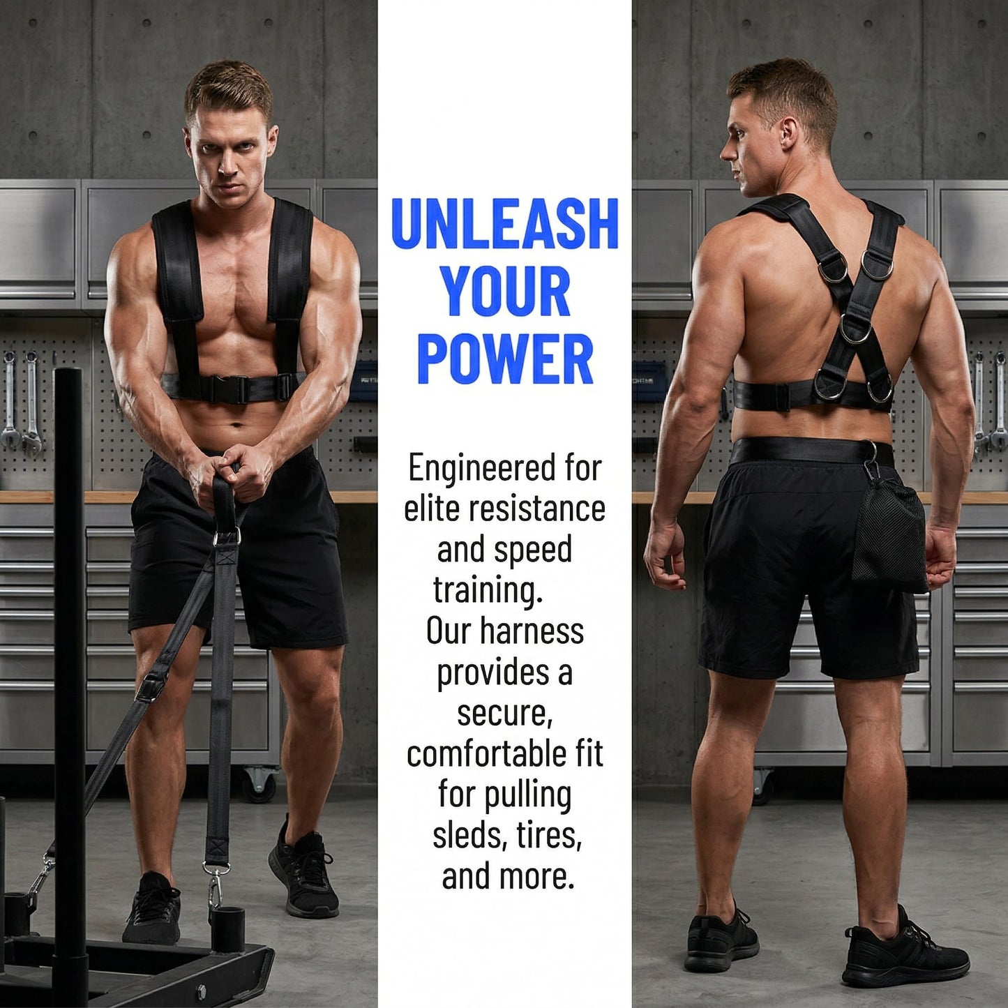 CLISPEED Fitness Sled Harness Workout Harness Exercise with Pull Strap for Resistance Training