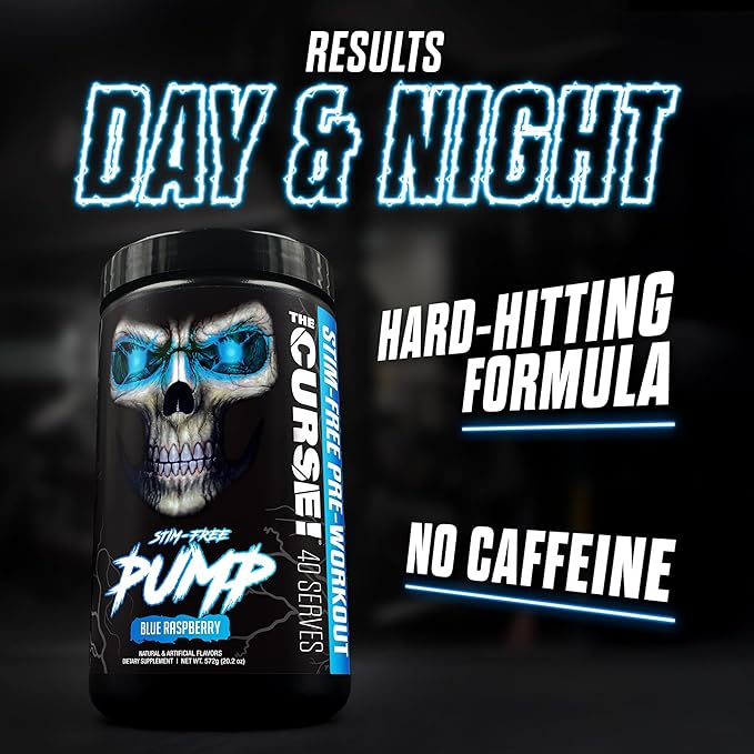 JNX SPORTS The Curse! Pump ??Stim-Free Pre-Workout | Sour Candy 40 Serves | Caffeine-Free Pump Pre Workout, Non-Stim Nitric Oxide Preworkout for Men & Women