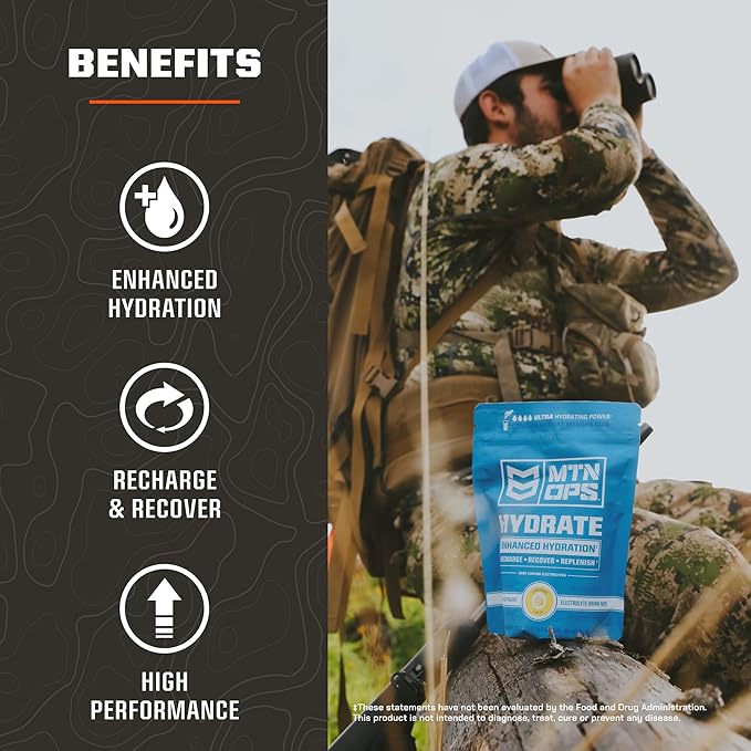 MTN OPS Hydrate Electrolytes Powder Drink Mix, 20 Single Serving On-The-Go Electrolyte Packs with Over 1000mg of Electrolytes per Serving, Pineapple