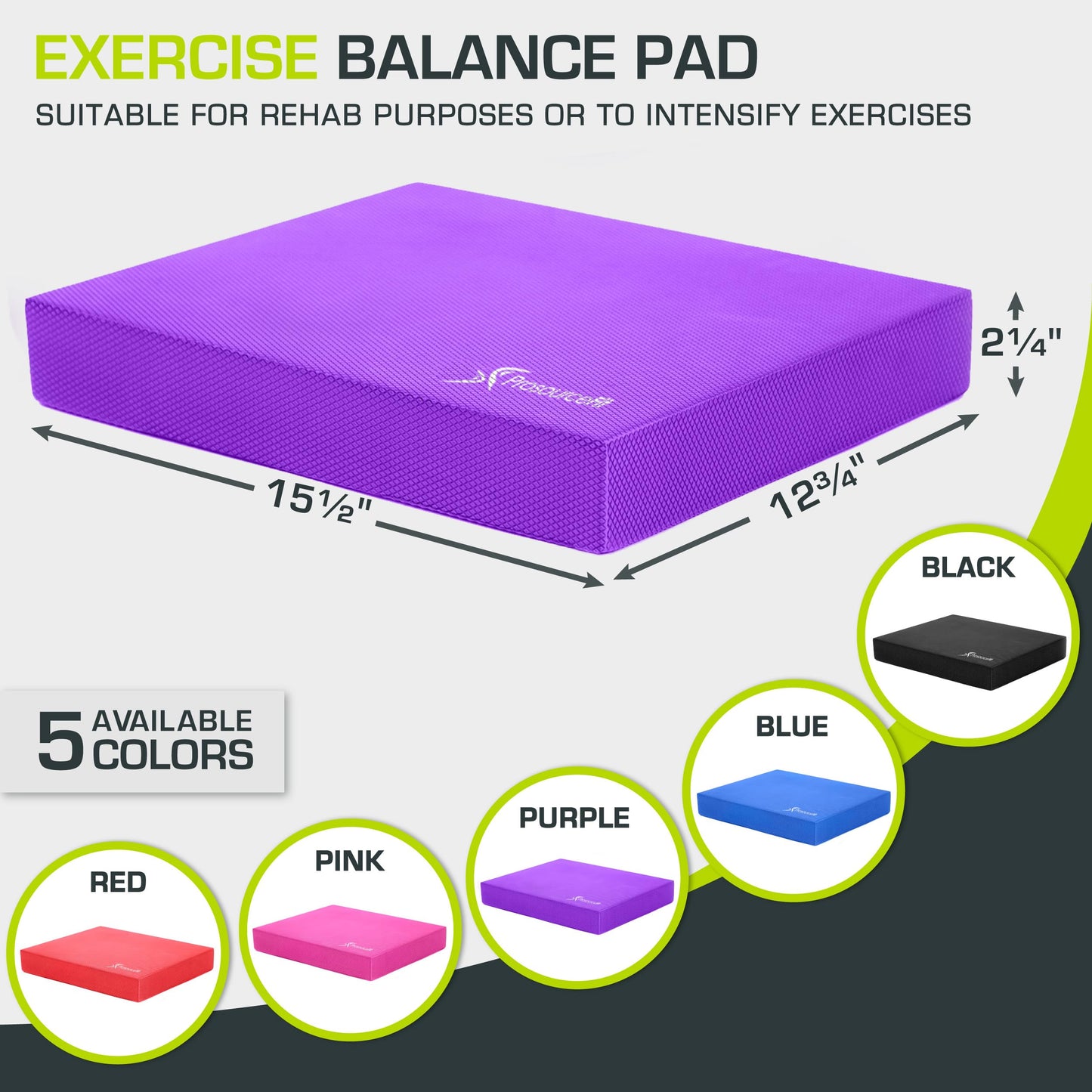 ProsourceFit Exercise Balance Pad – Non-Slip Cushioned Foam Mat & Knee Pad for Fitness and Stability Training, Yoga, Physical Therapy 15.5”x12.75”, Purple