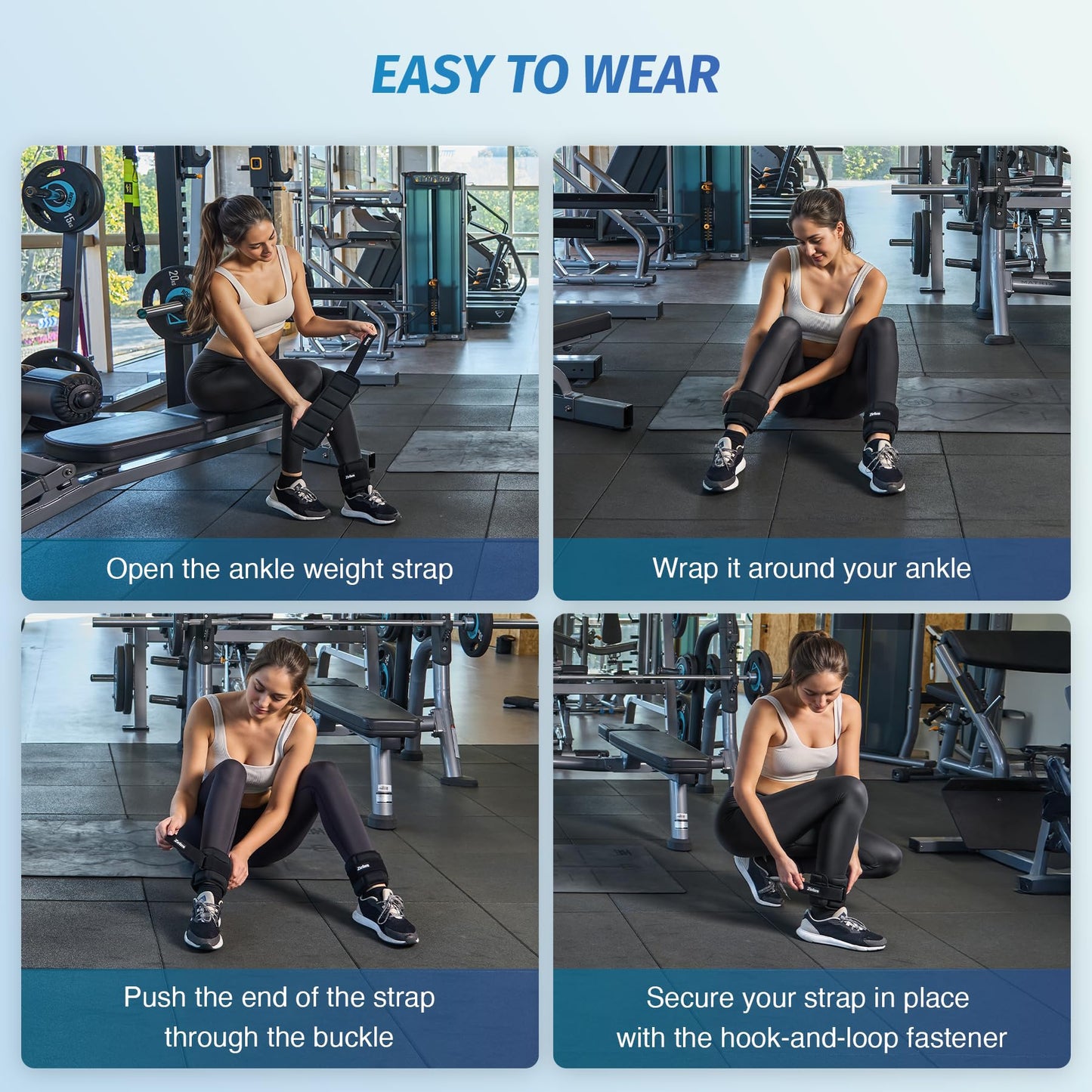 ZELUS 1 Pair Adjustable Ankle Weights, 3.5-7 lb Z-Fit Ankle Weights for Women Men, Ultra Thin Leg Weights for Women with Adjustable Straps, 0.7-3.5 lb per Arm Weight for Gym Home Yoga Jogging Walking