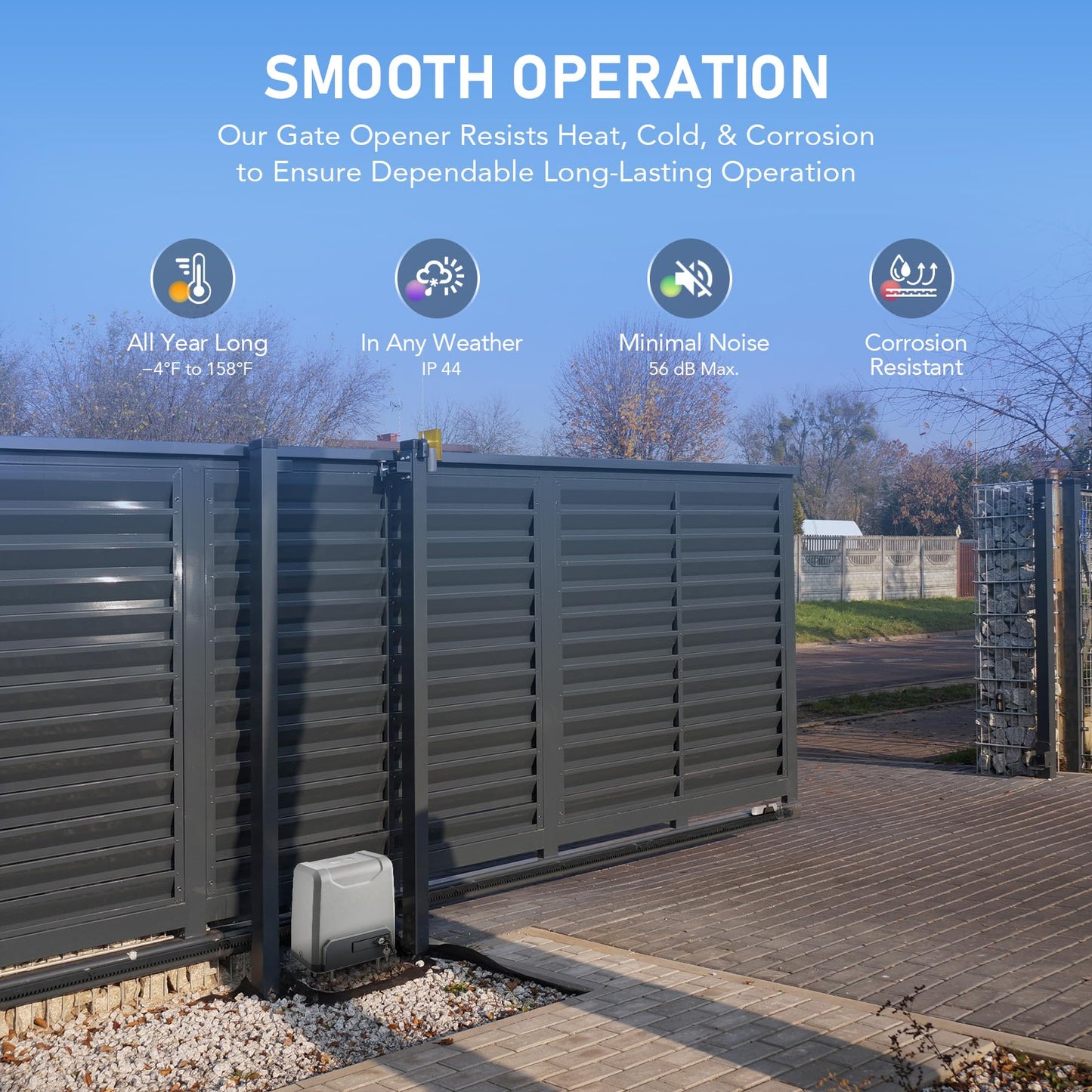 CO-Z 3300lb Rack Driven Sliding Gate Opener with Alarm System, 550W Automatic Gate Opener with Remote Controls, Electric Gate Motor for Gates up to 40ft, Complete Rack Gate Operator Kit for Driveways