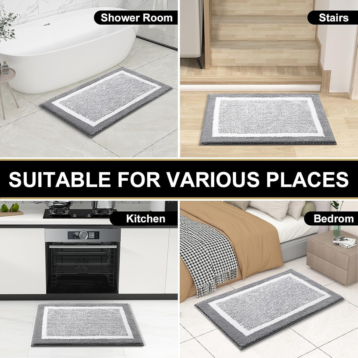 OLANLY Bathroom Rugs - Extra Soft Microfiber Bath Mat | Non-Slip, Quick Dry, 30x20, Grey