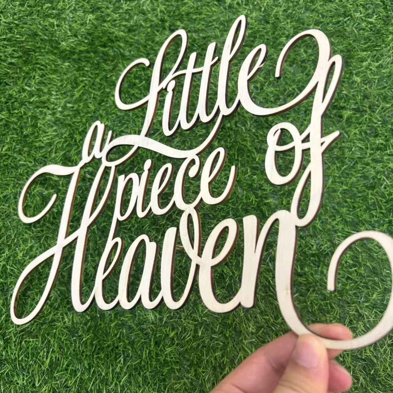 Wooden A Little Piece of Heaven - Baby Shower Decorations | Heaven Theme Birthday Wall Decor