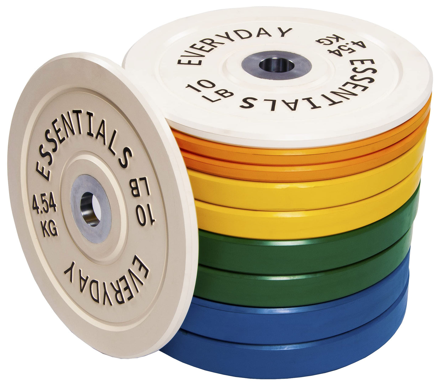 BalanceFrom Color Coded Olympic Bumper Plate Weight Plate with Steel Hub, 260LB Set, 2x 10/15/25/35/45LB