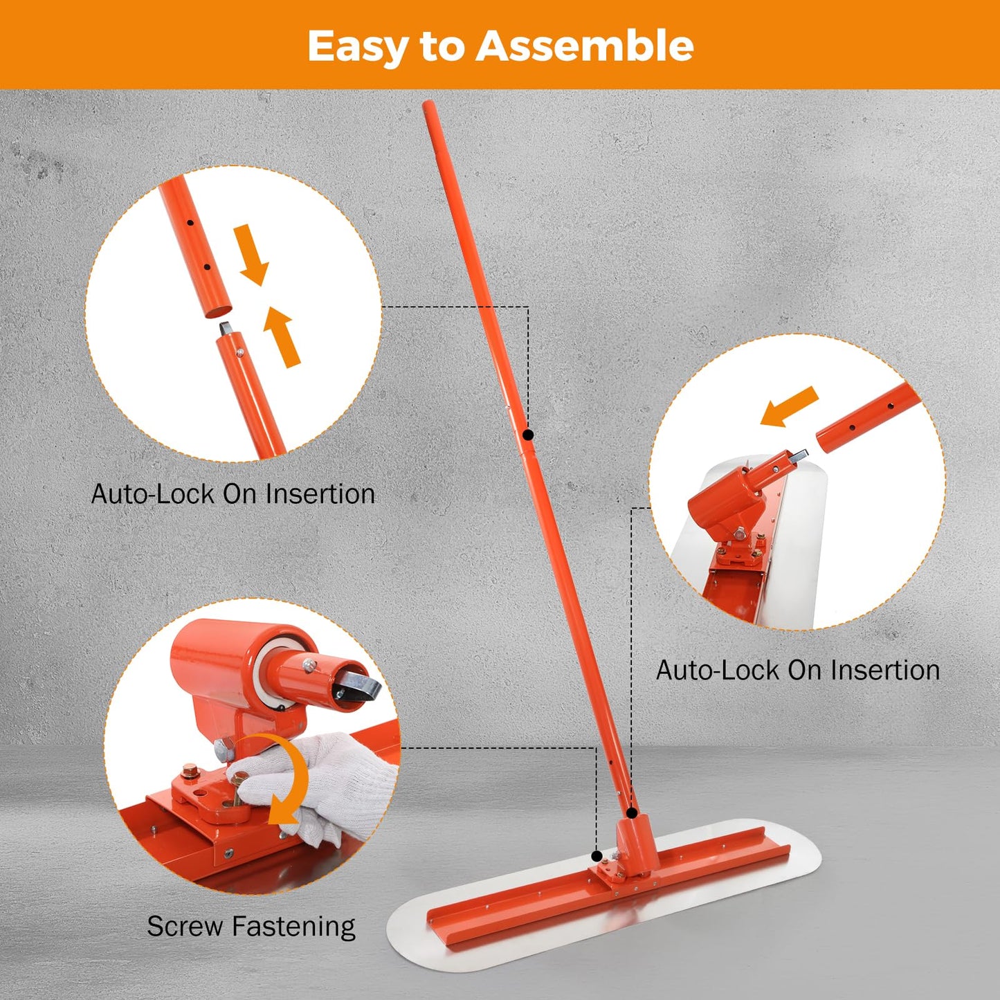 BEAMNOVA Bull Float Concrete Tools with 48 * 12 Inches Stainless Steel Scraper Concrete Trowel 181 in Cement Extension Rod Concrete Finishing Tools Kit