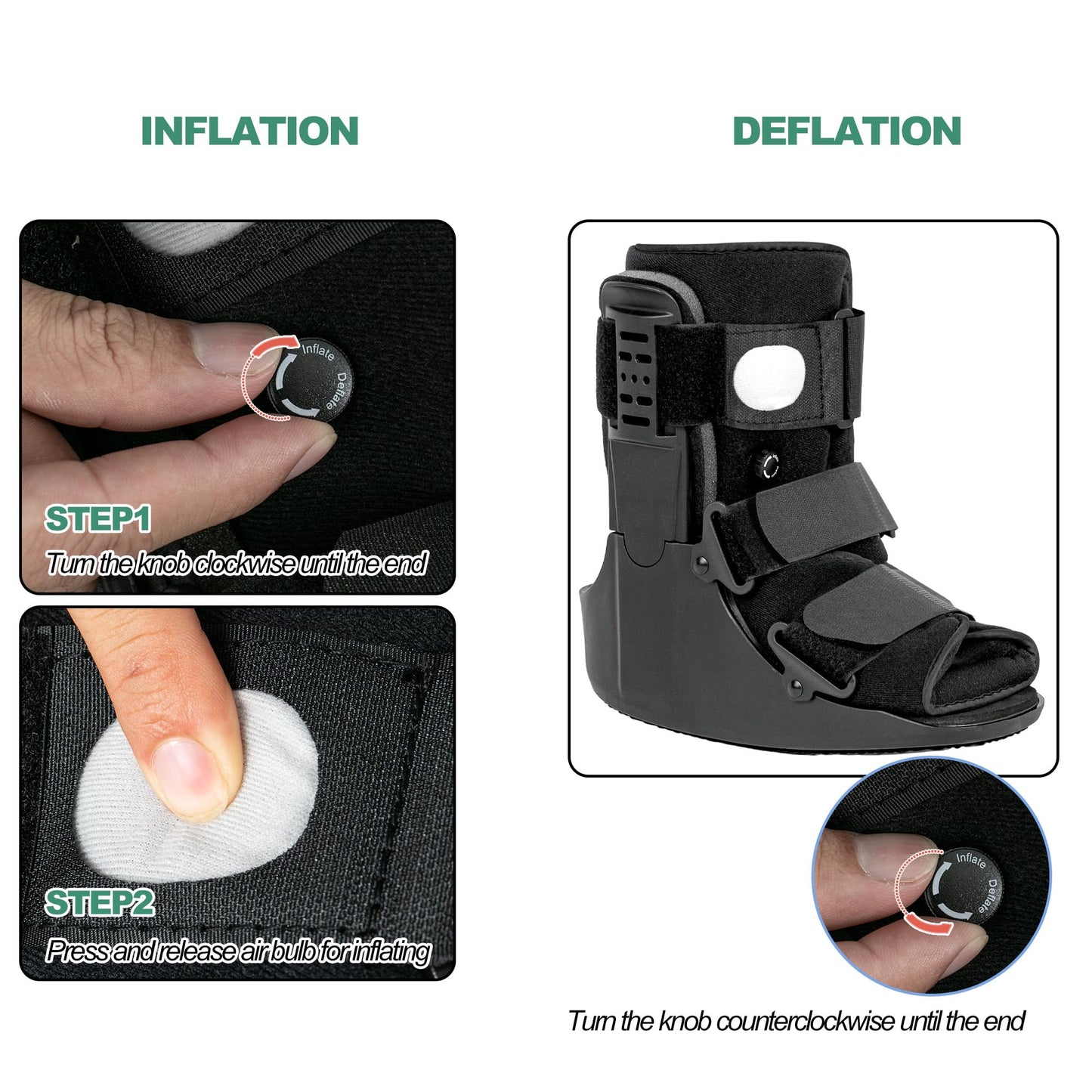 Jewlri Air Walking Boot, Fracture Boot Short Walker Protection Fits Left or Right Foot Ankle Support for Injuries Fractures Sprains Black M